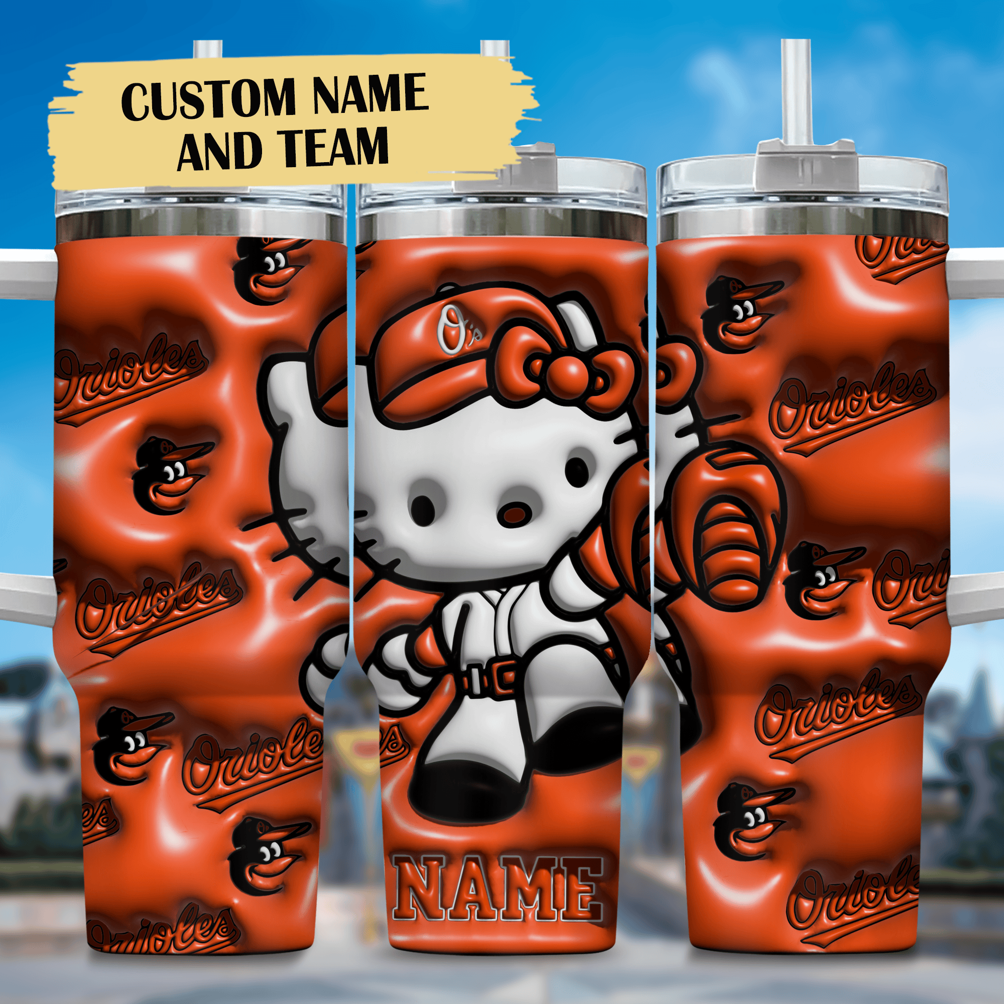 3D Hello Kitty and Baltimore Orioles Cartoon