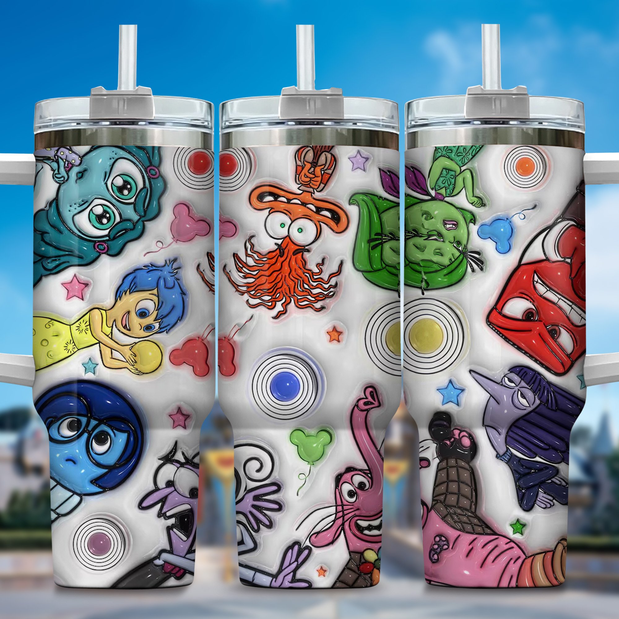 3D Inside Out Movies Stanley Tumbler With Handle Personalized Name St7766
