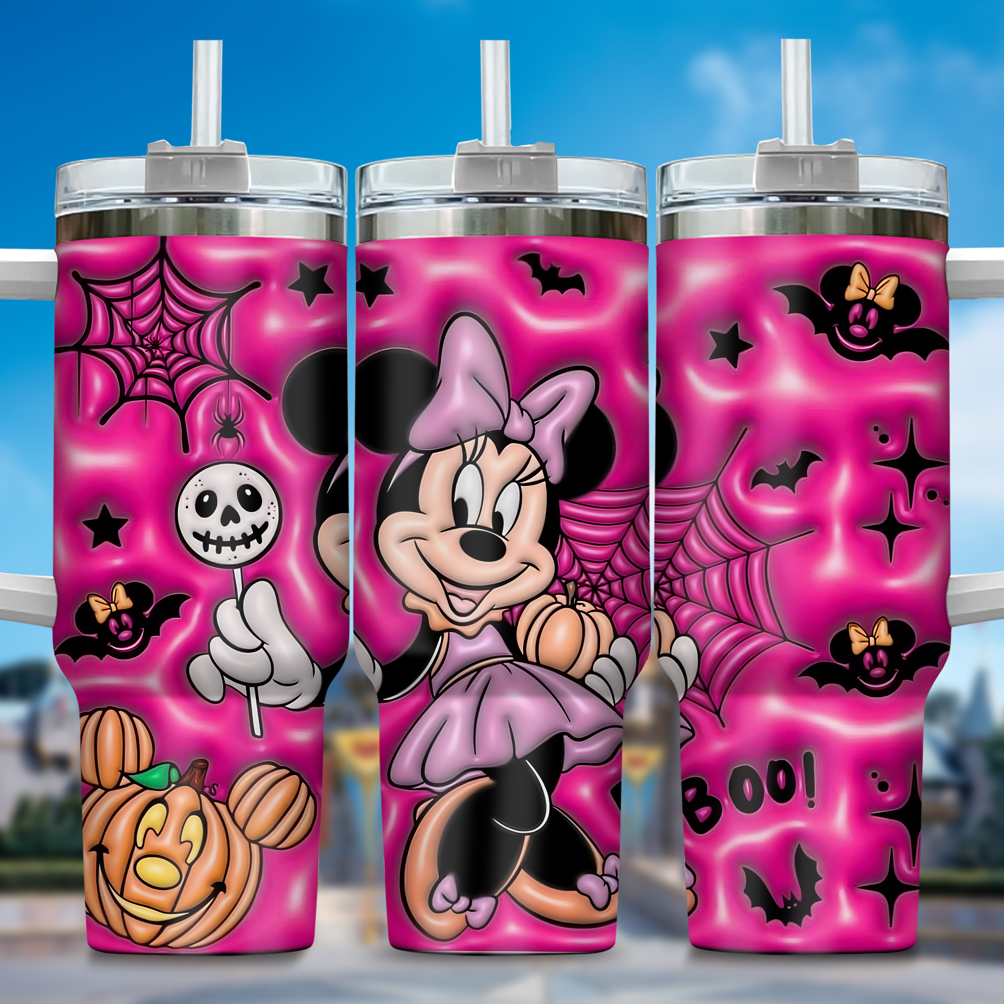 3D Minnie Mouse Cartoon Stanley Tumbler With Handle Personalized Name St8255