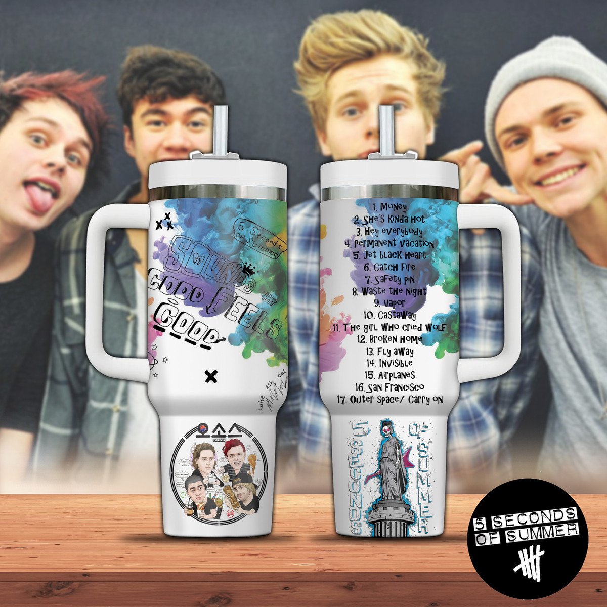 5 Seconds of Summer Music Stanley Tumbler With Handle Personalized Name St3757