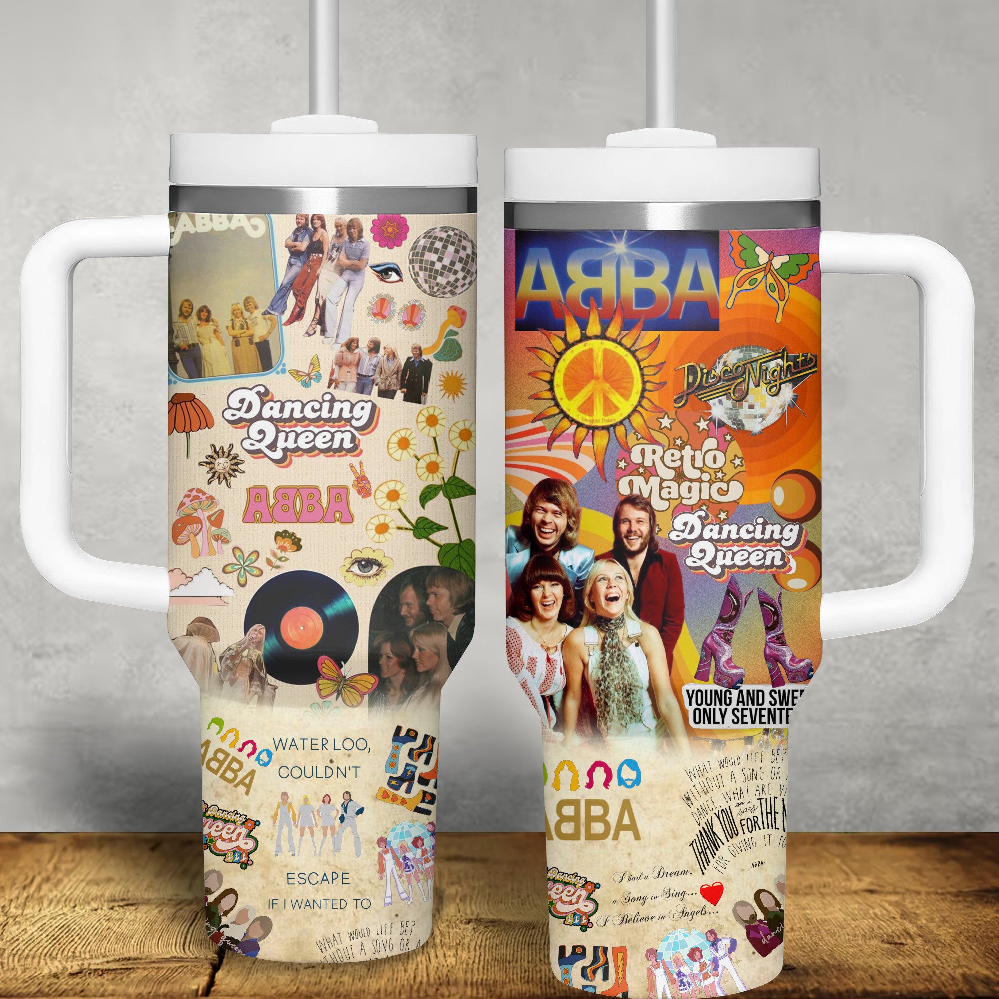 ABBA Music Stanley Tumbler With Handle Personalized Name St1358