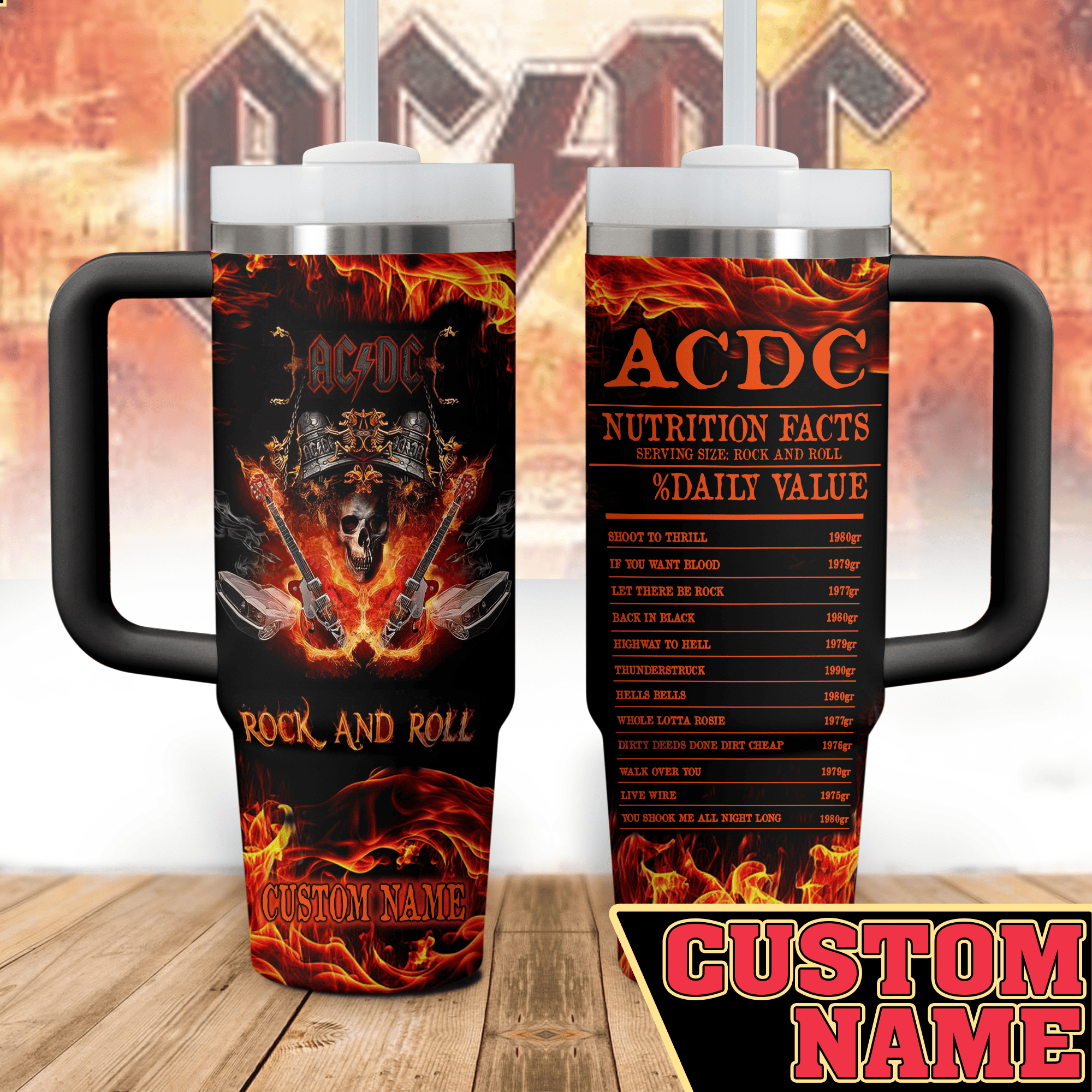 AC/DC Music Stanley Tumbler With Handle Personalized Name St5876