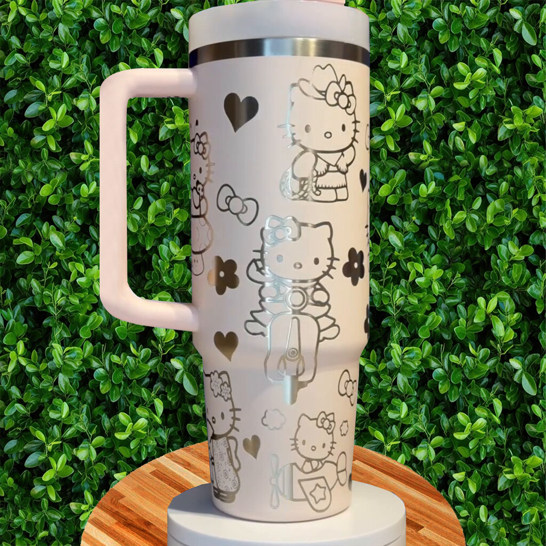 Adorable Hello Kitty Cartoon Stanley Tumbler With Handle Personalized Name St7375