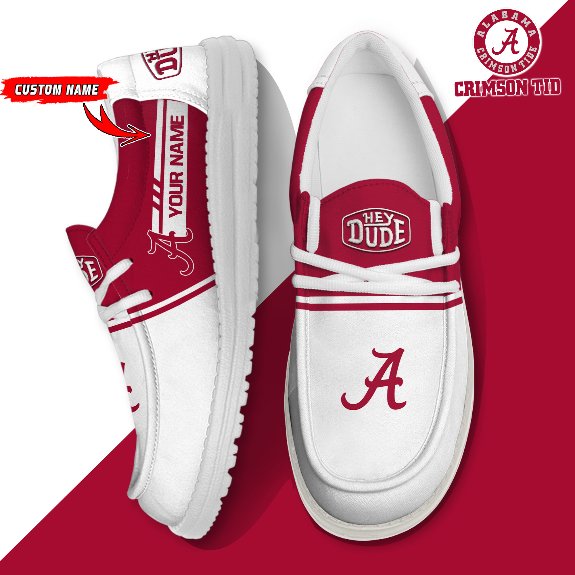 Alabama Crimson Tide Personalized Hey Dude Shoes For Men And Women ST10872