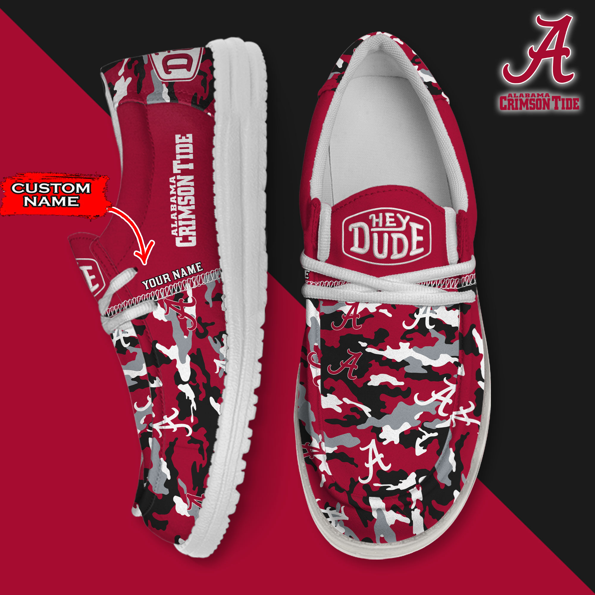 Alabama Crimson Tide Personalized Hey Dude Shoes For Men And Women ST11349