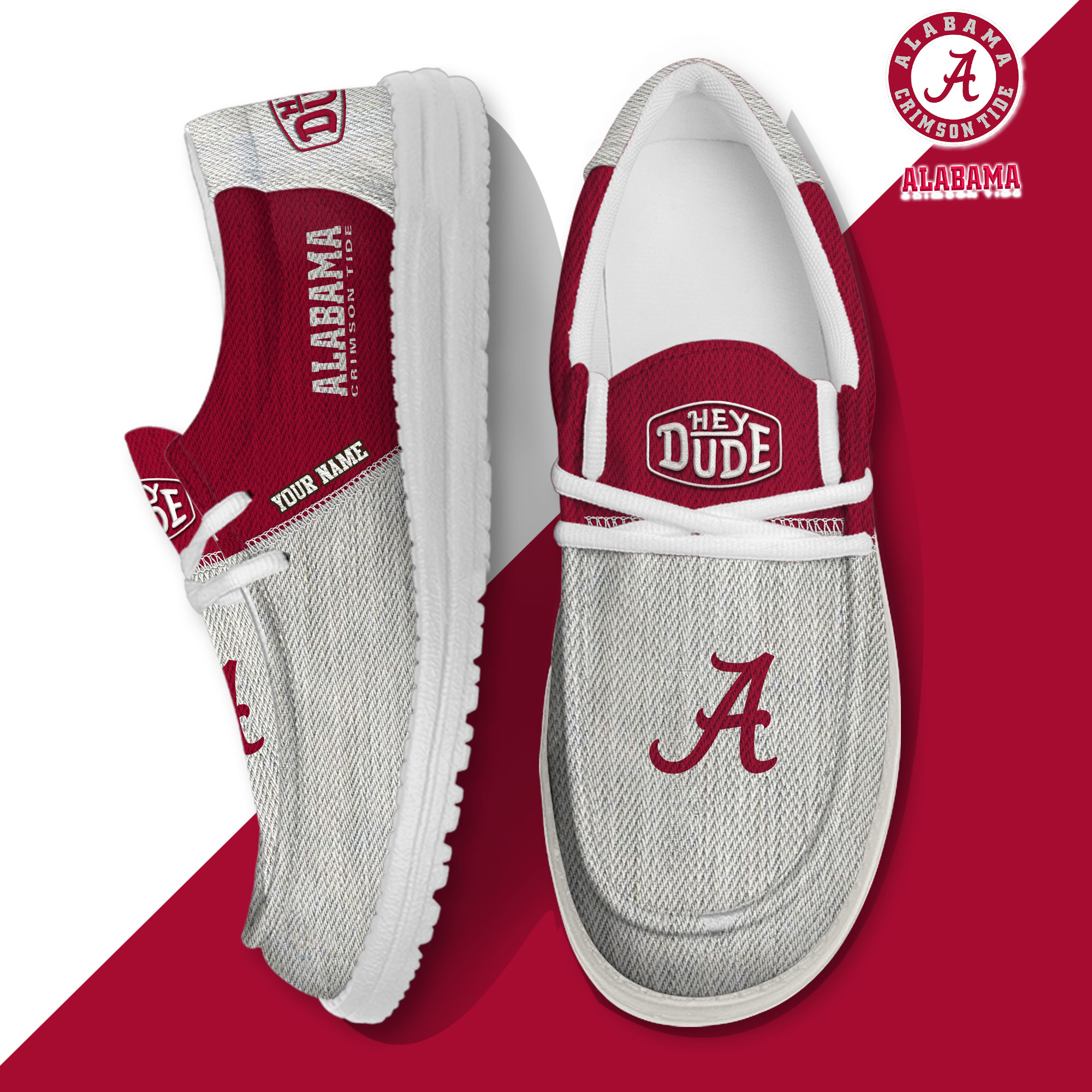 Alabama Crimson Tide Personalized Hey Dude Shoes For Men And Women ST11381