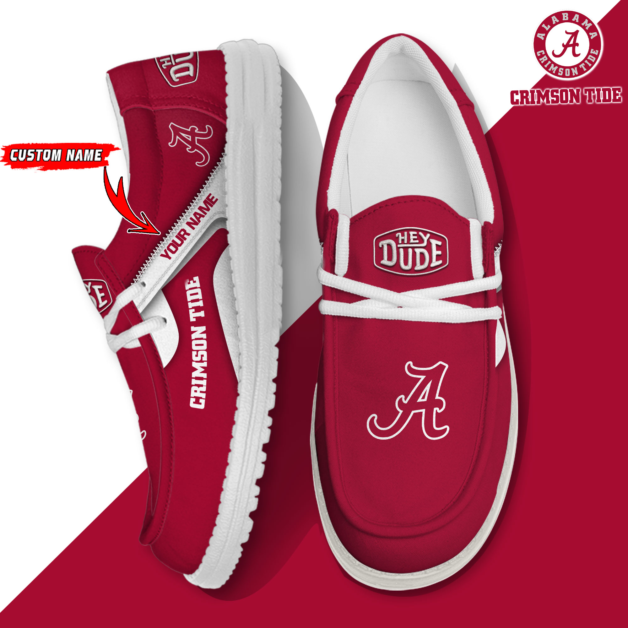 Alabama Crimson Tide Personalized Hey Dude Shoes For Men And Women ST5384