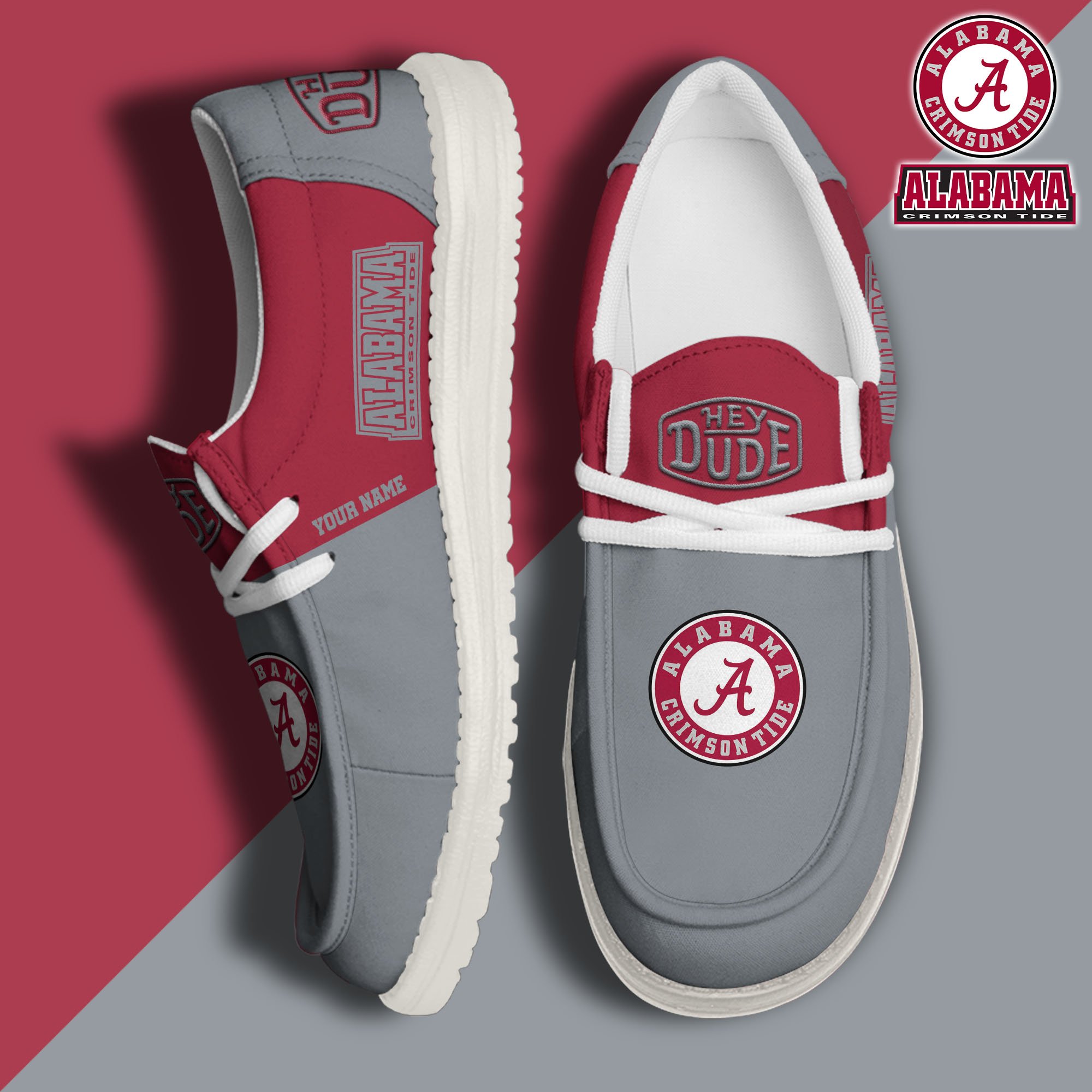 Alabama Crimson Tide Personalized Hey Dude Shoes For Men And Women ST6583