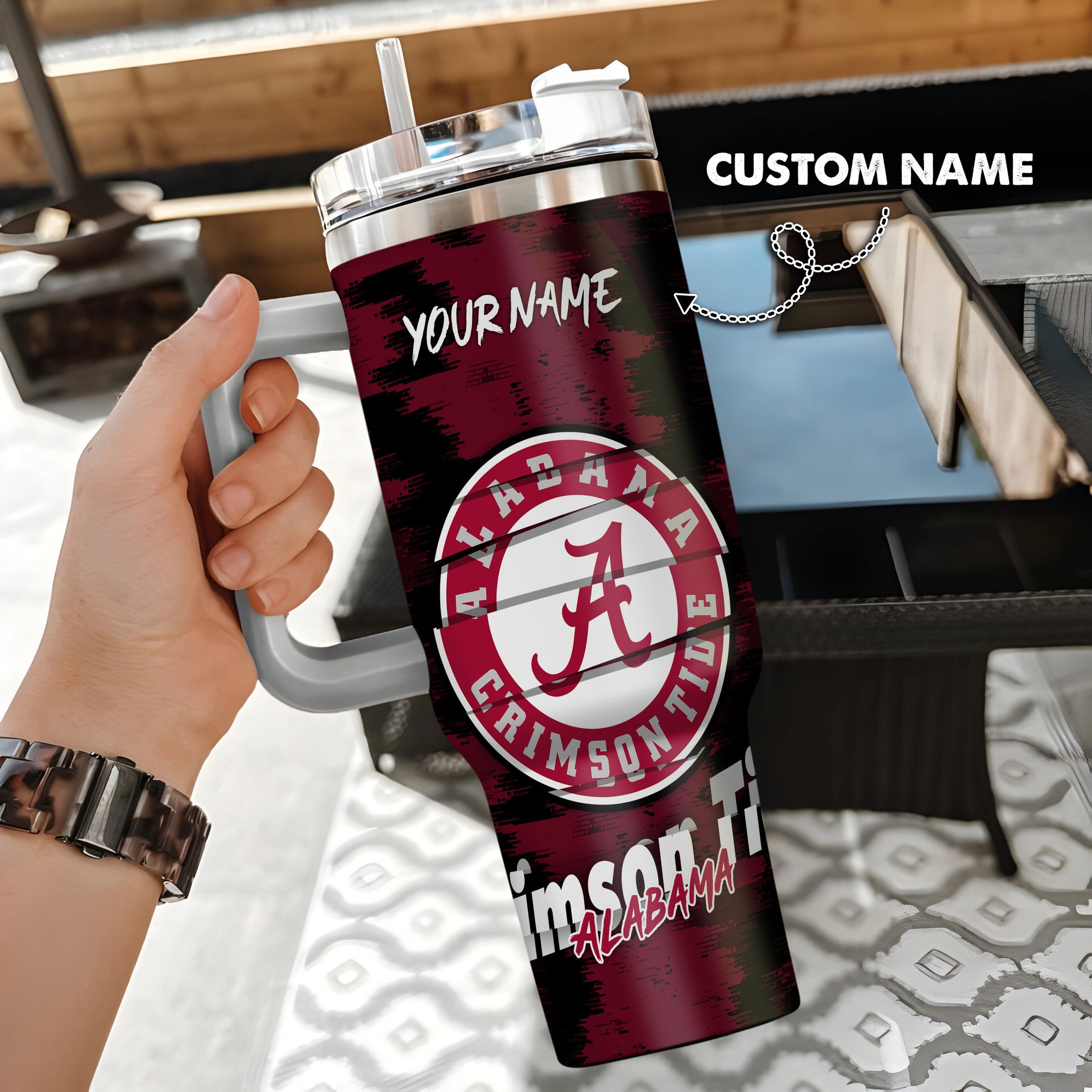 Alabama Crimson Tide Stanley Tumbler Personalized Name St7454