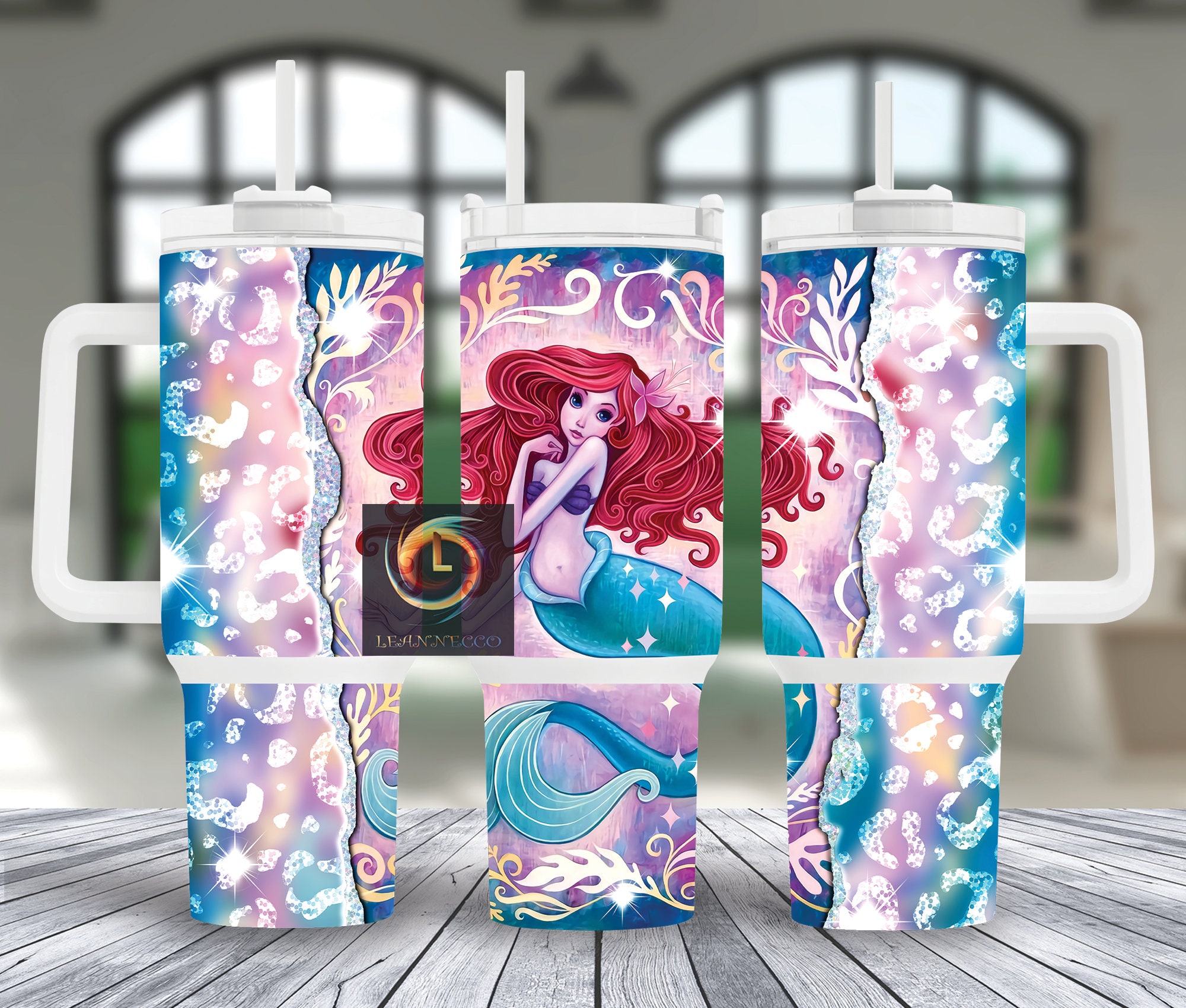 Ariel The Little Mermaid Disney Cartoon Stanley Tumbler With Handle Personalized Name St9246