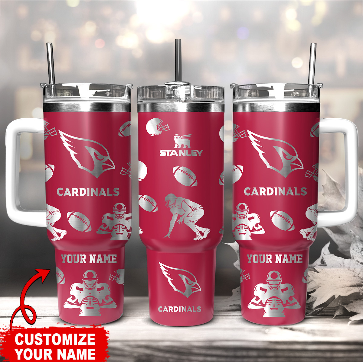 Arizona Cardinals NFL Stanley Tumbler With Handle Personalized Name St5157