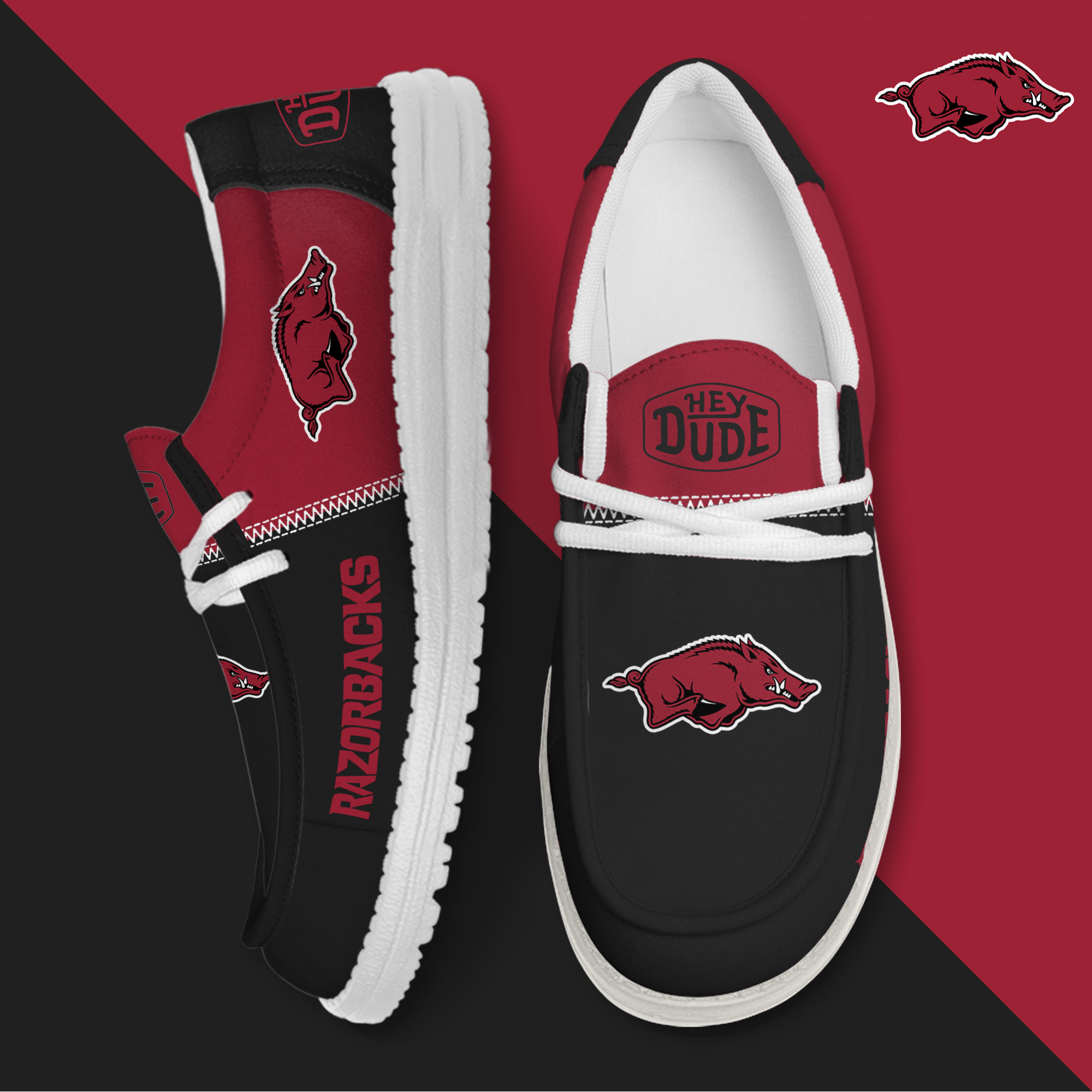Arkansas Razorbacks Personalized Hey Dude Shoes For Men And Women ST11082