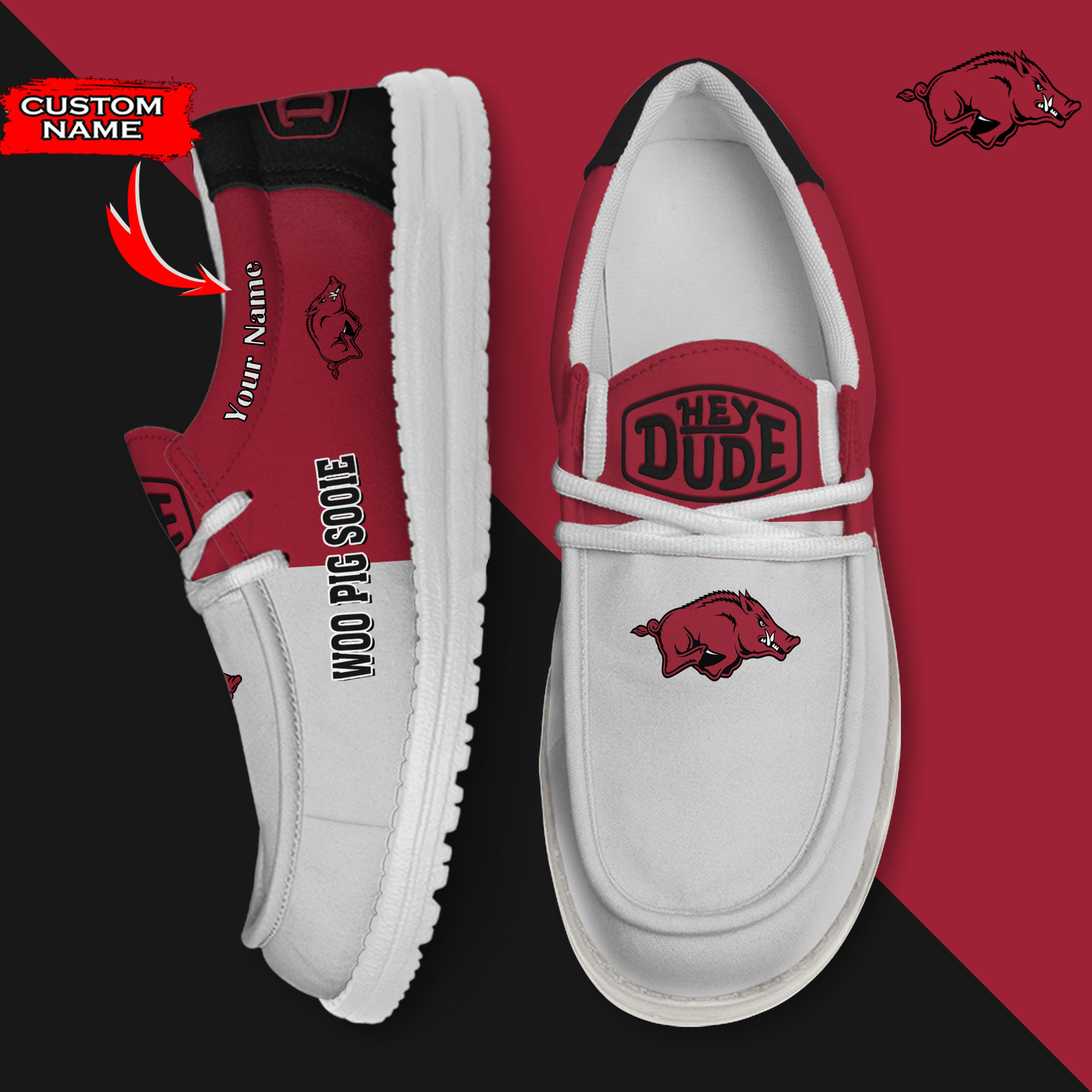 Arkansas Razorbacks Personalized Hey Dude Shoes For Men And Women ST11274