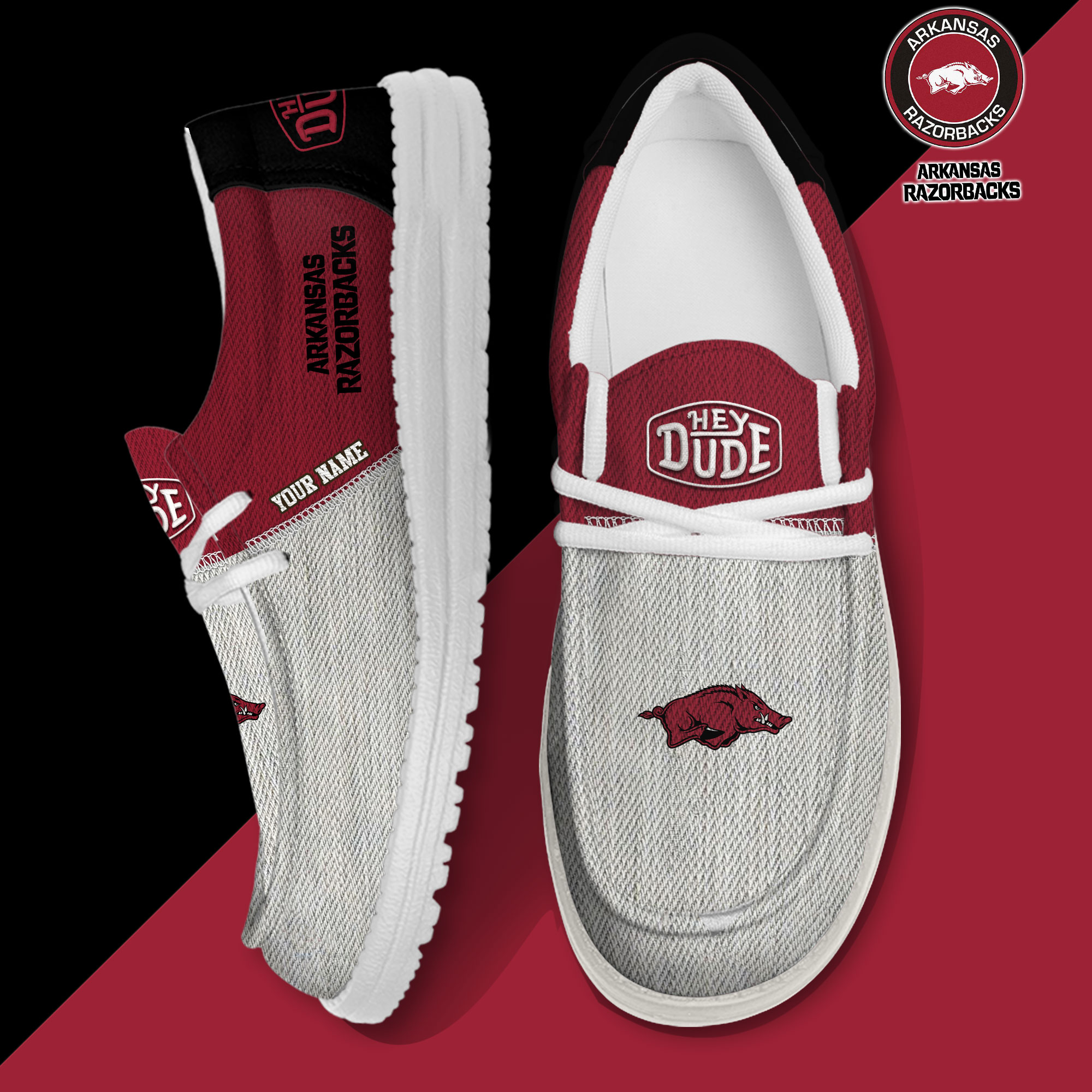 Arkansas Razorbacks Personalized Hey Dude Shoes For Men And Women ST11404