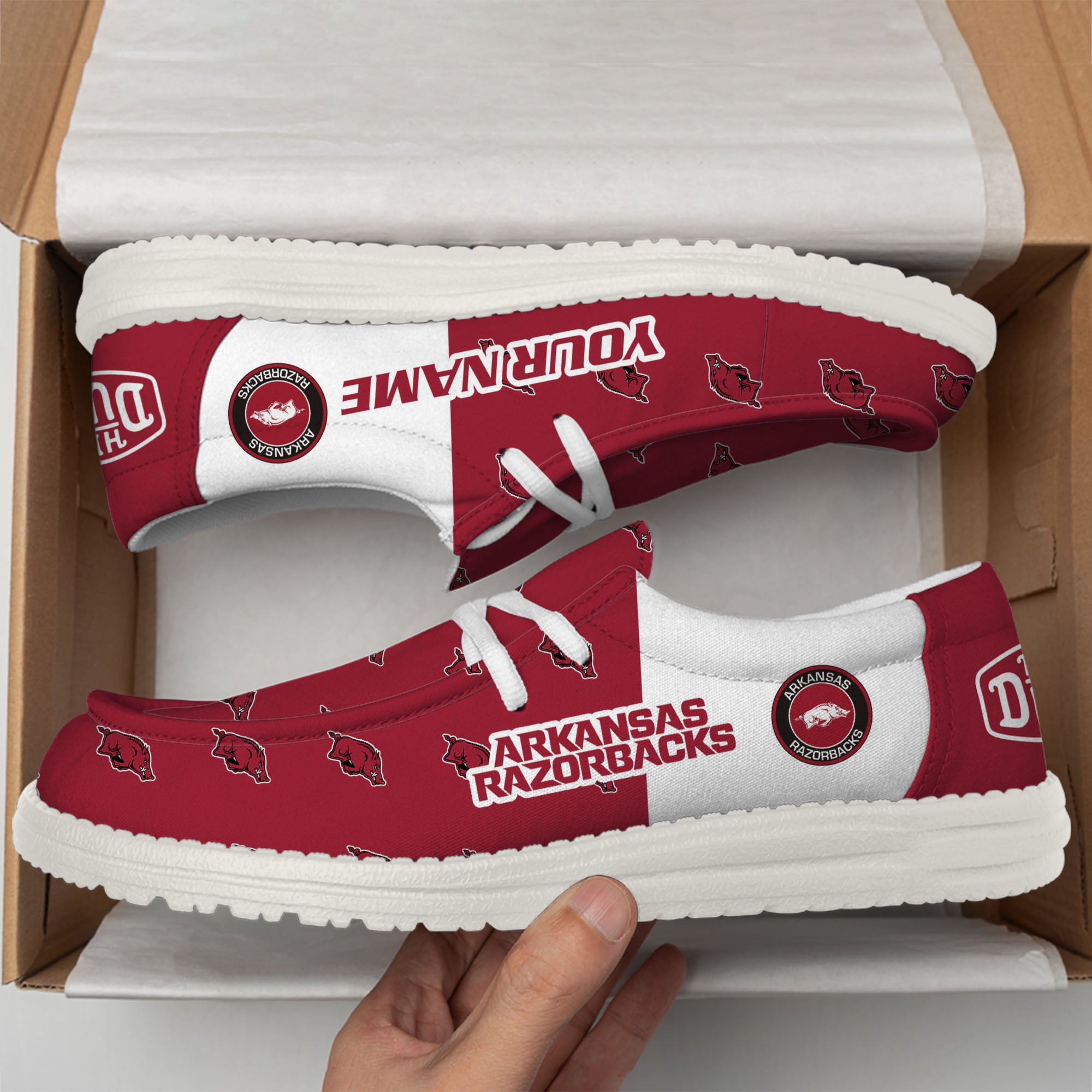 Arkansas Razorbacks Personalized Hey Dude Shoes For Men And Women ST4957
