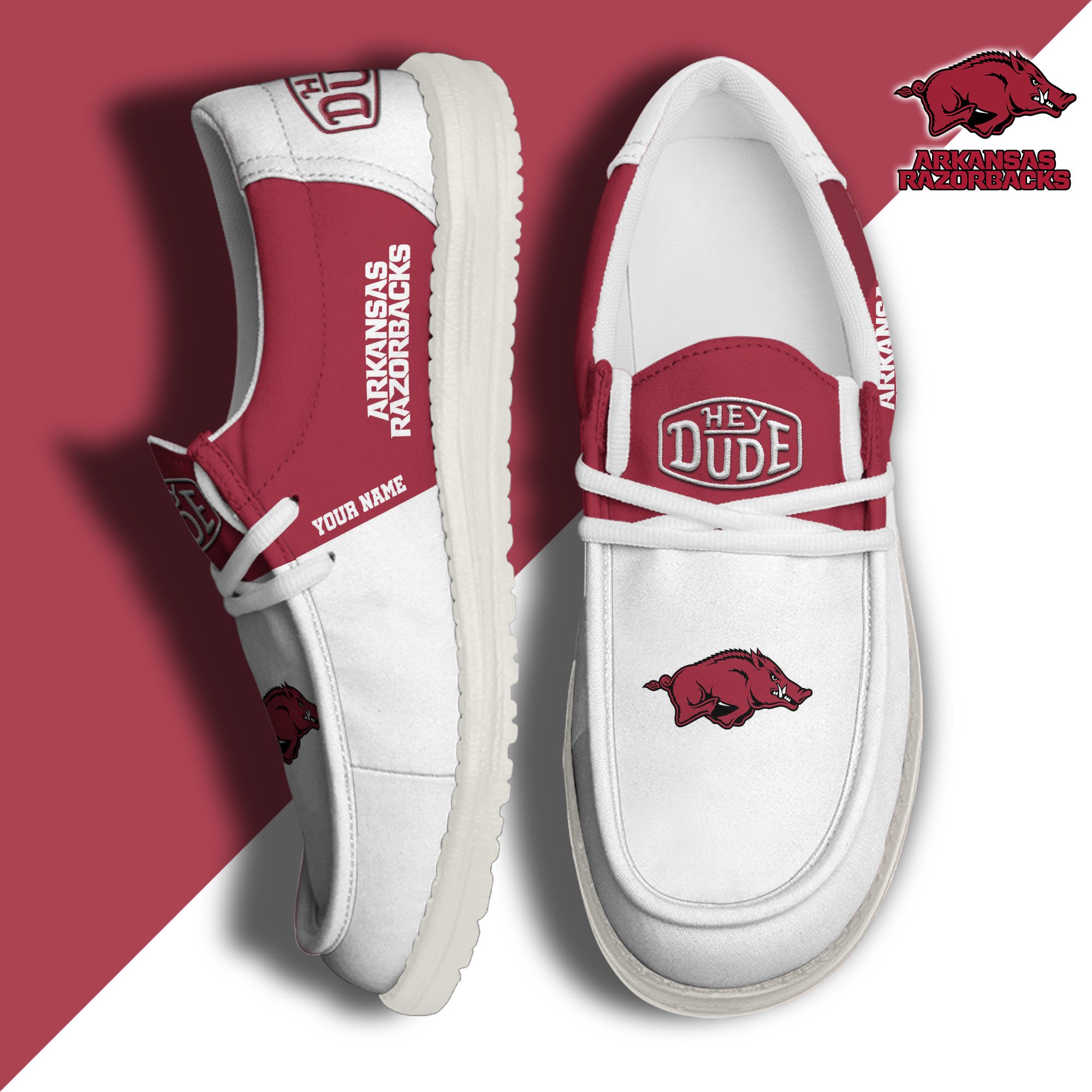 Arkansas Razorbacks Personalized Hey Dude Shoes For Men And Women ST6582