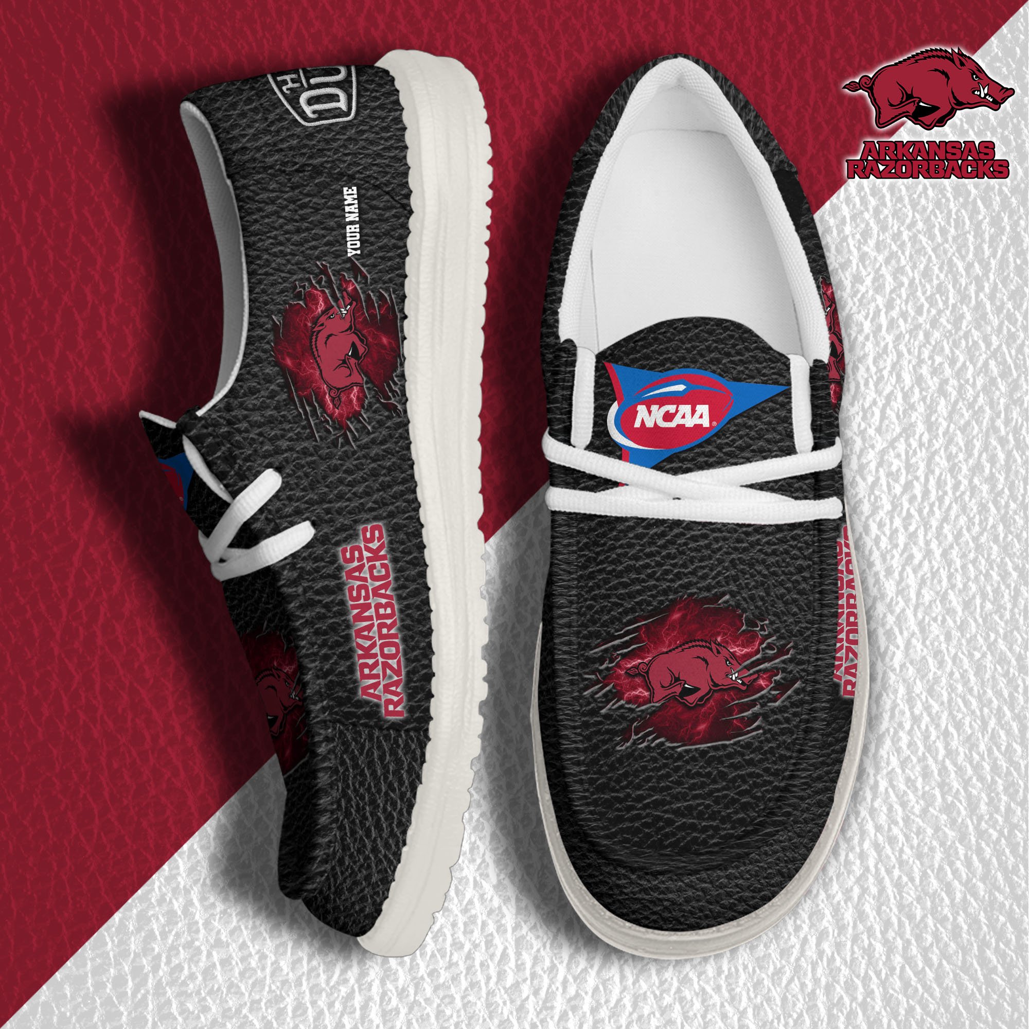 Arkansas Razorbacks Personalized Hey Dude Shoes For Men And Women ST6895