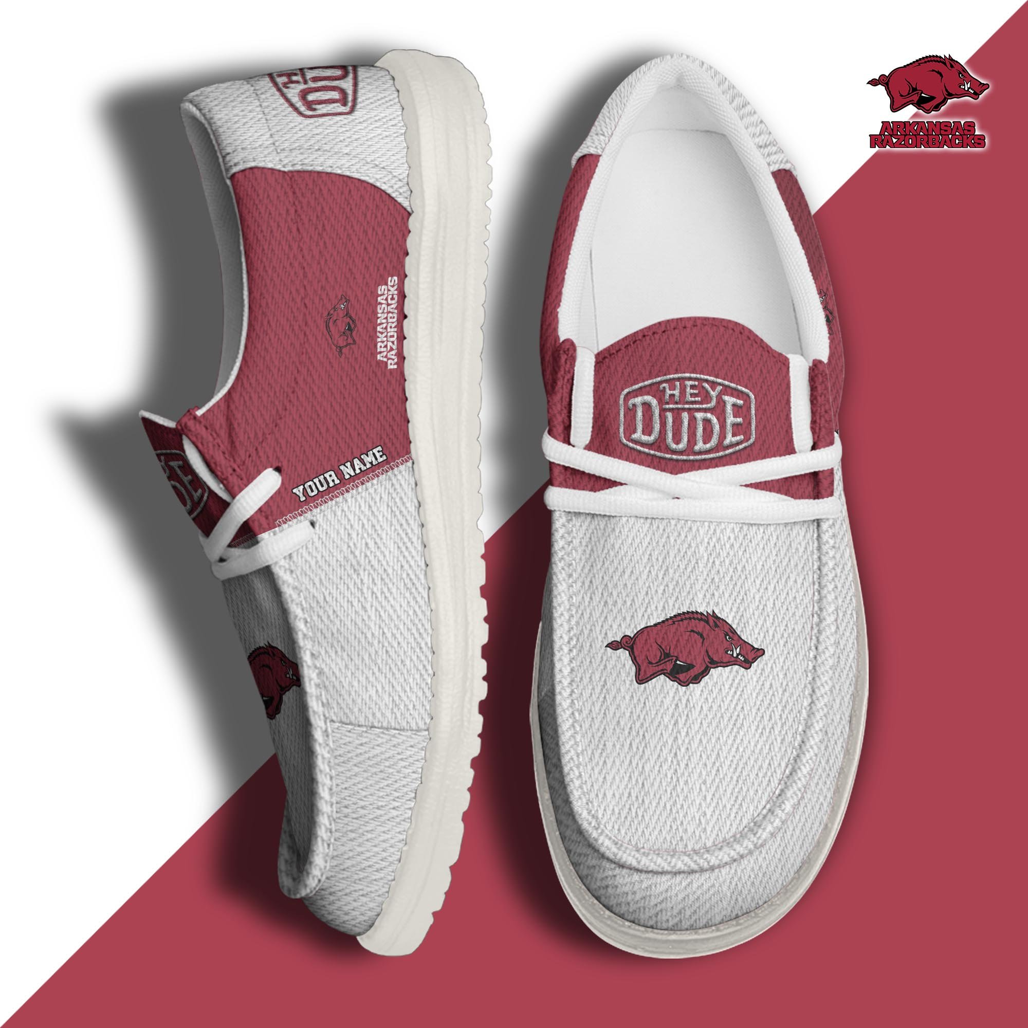 Arkansas Razorbacks Personalized Hey Dude Shoes For Men And Women ST7244