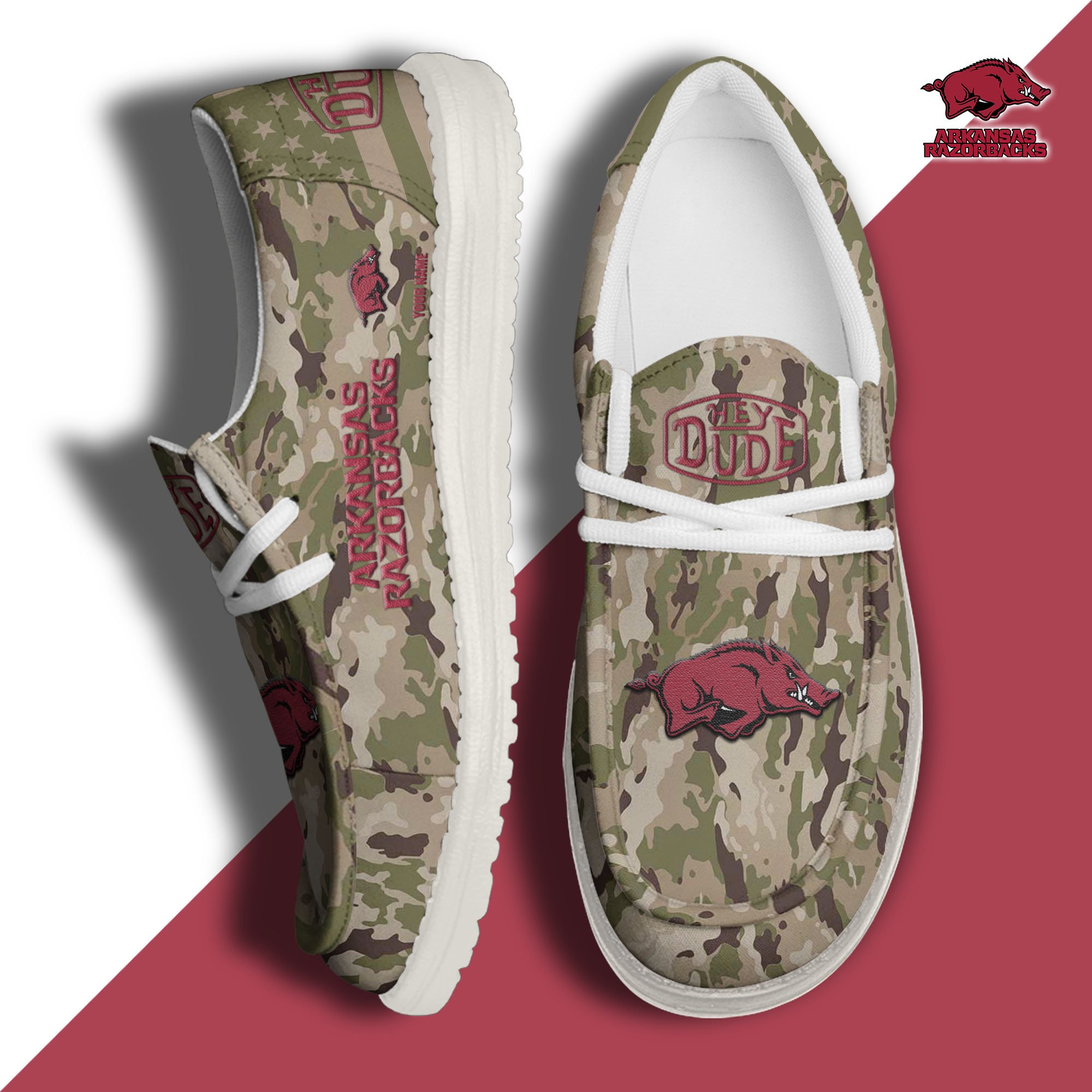 Arkansas Razorbacks Personalized Hey Dude Shoes For Men And Women ST7553