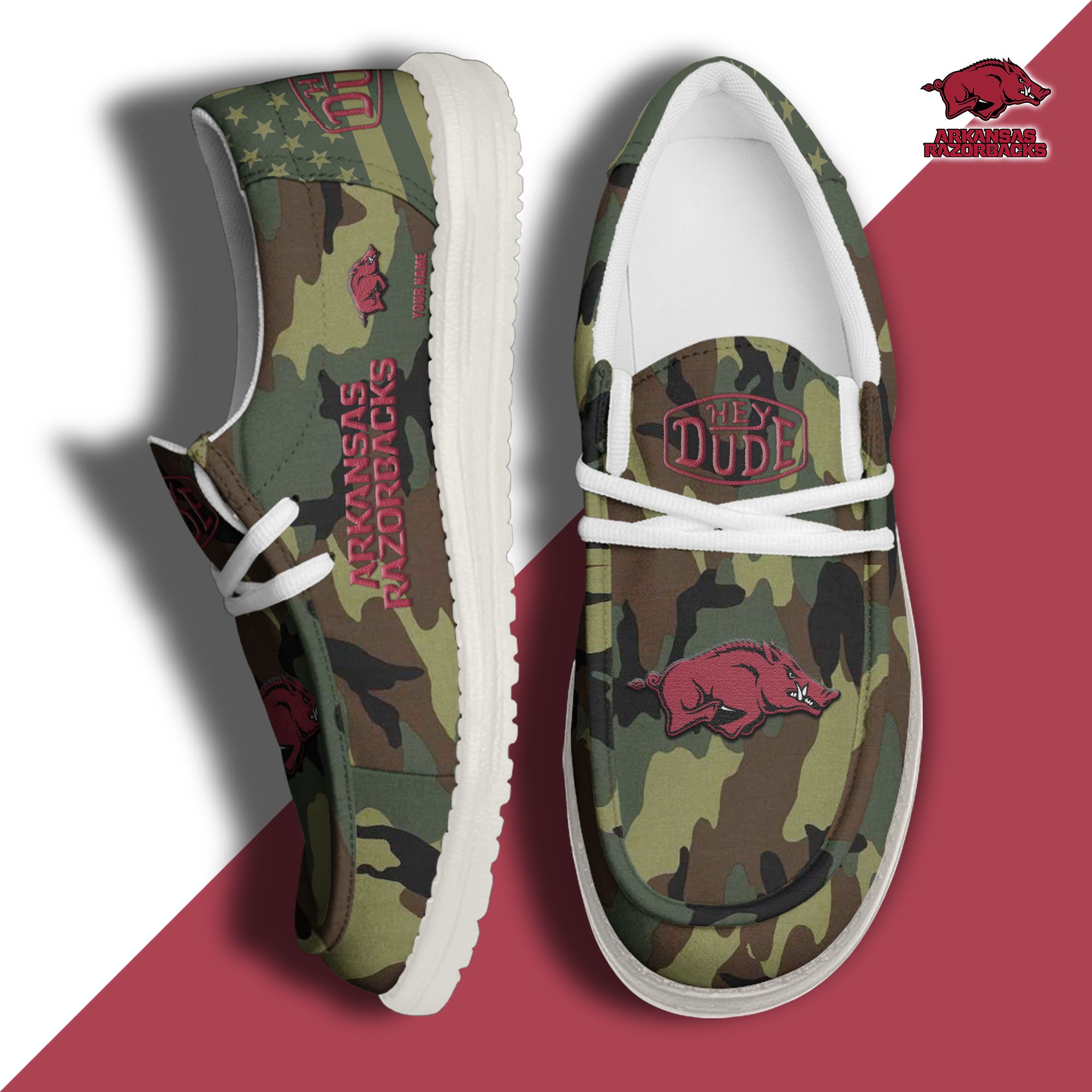 Arkansas Razorbacks Personalized Hey Dude Shoes For Men And Women ST7628