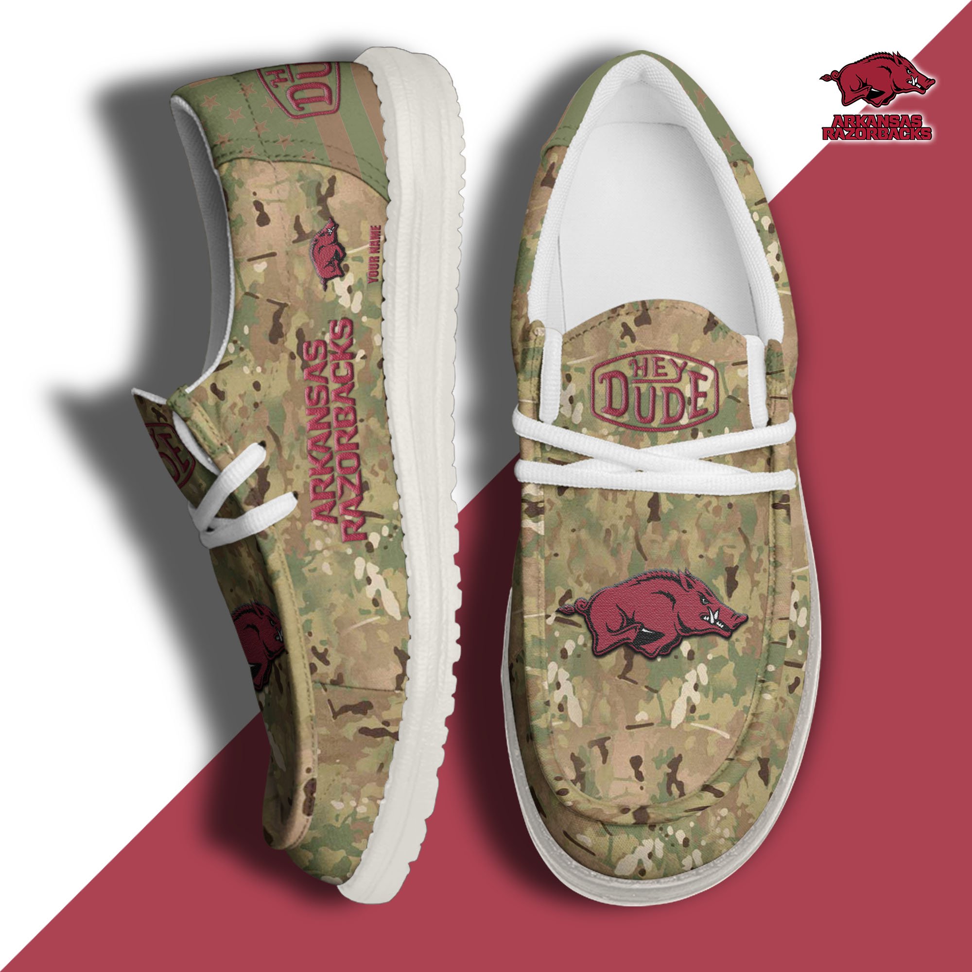 Arkansas Razorbacks Personalized Hey Dude Shoes For Men And Women ST8170