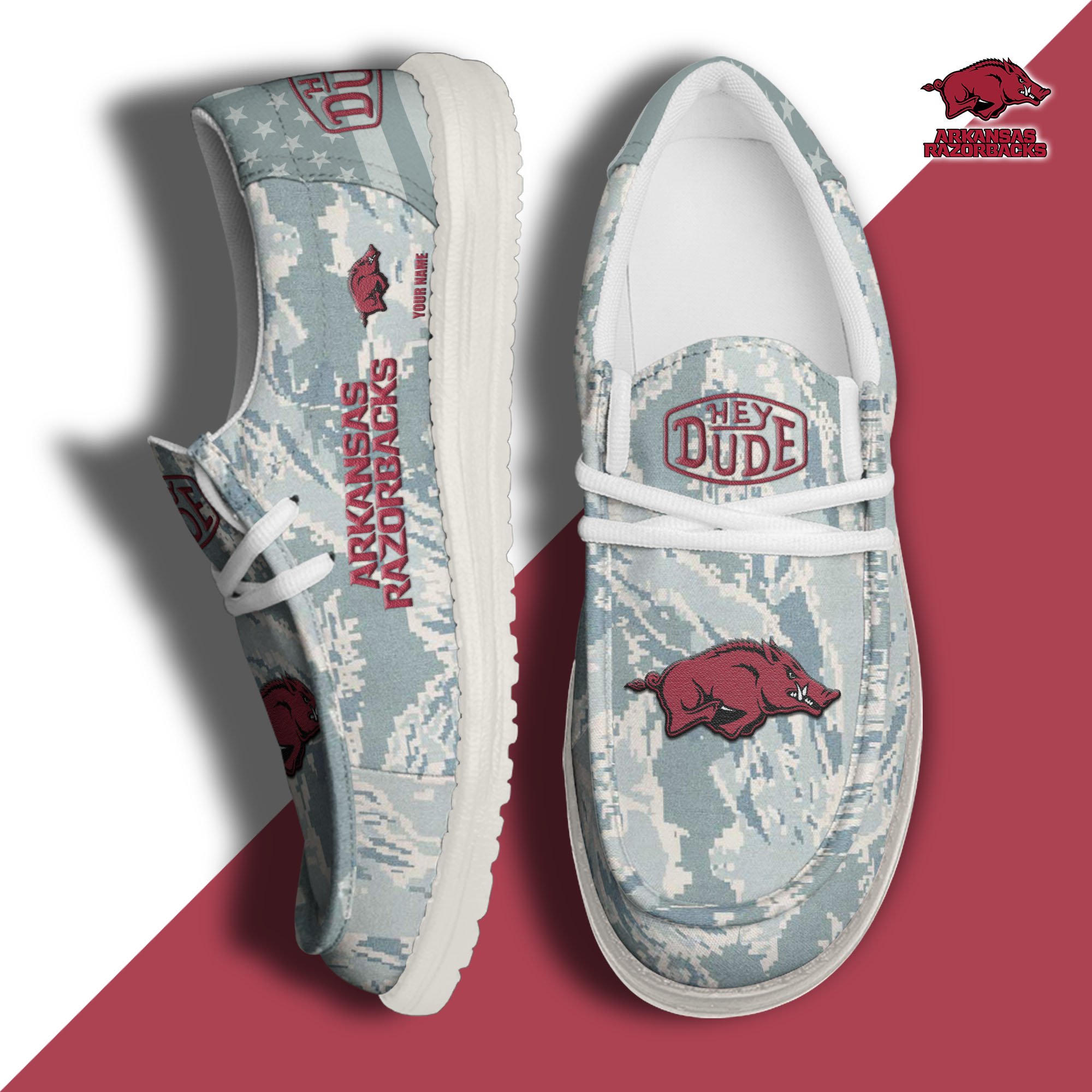 Arkansas Razorbacks Personalized Hey Dude Shoes For Men And Women ST8346