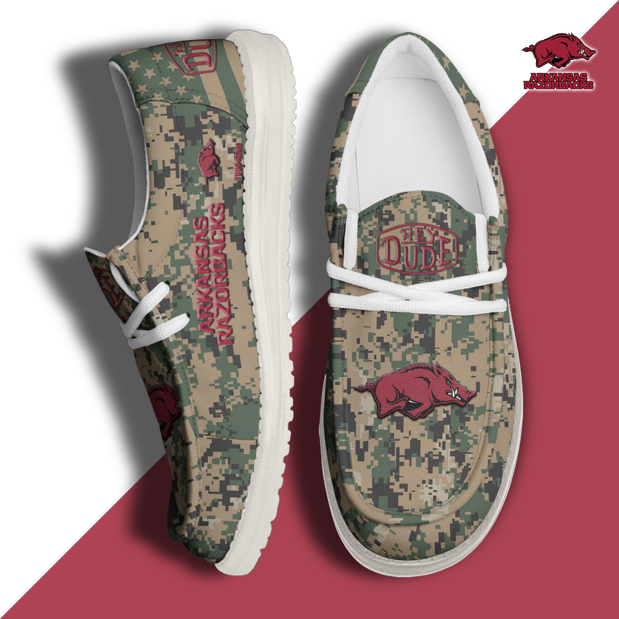 Arkansas Razorbacks Personalized Hey Dude Shoes For Men And Women ST8431