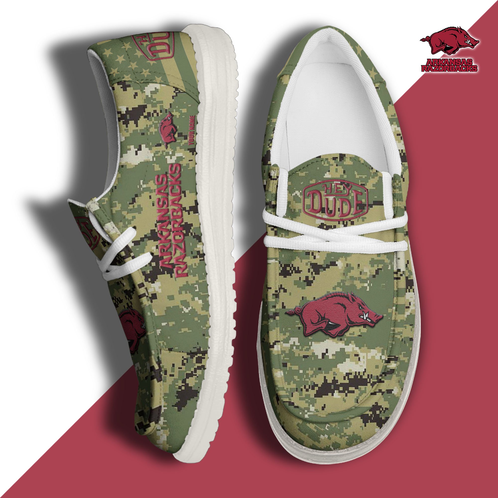 Arkansas Razorbacks Personalized Hey Dude Shoes For Men And Women ST8537