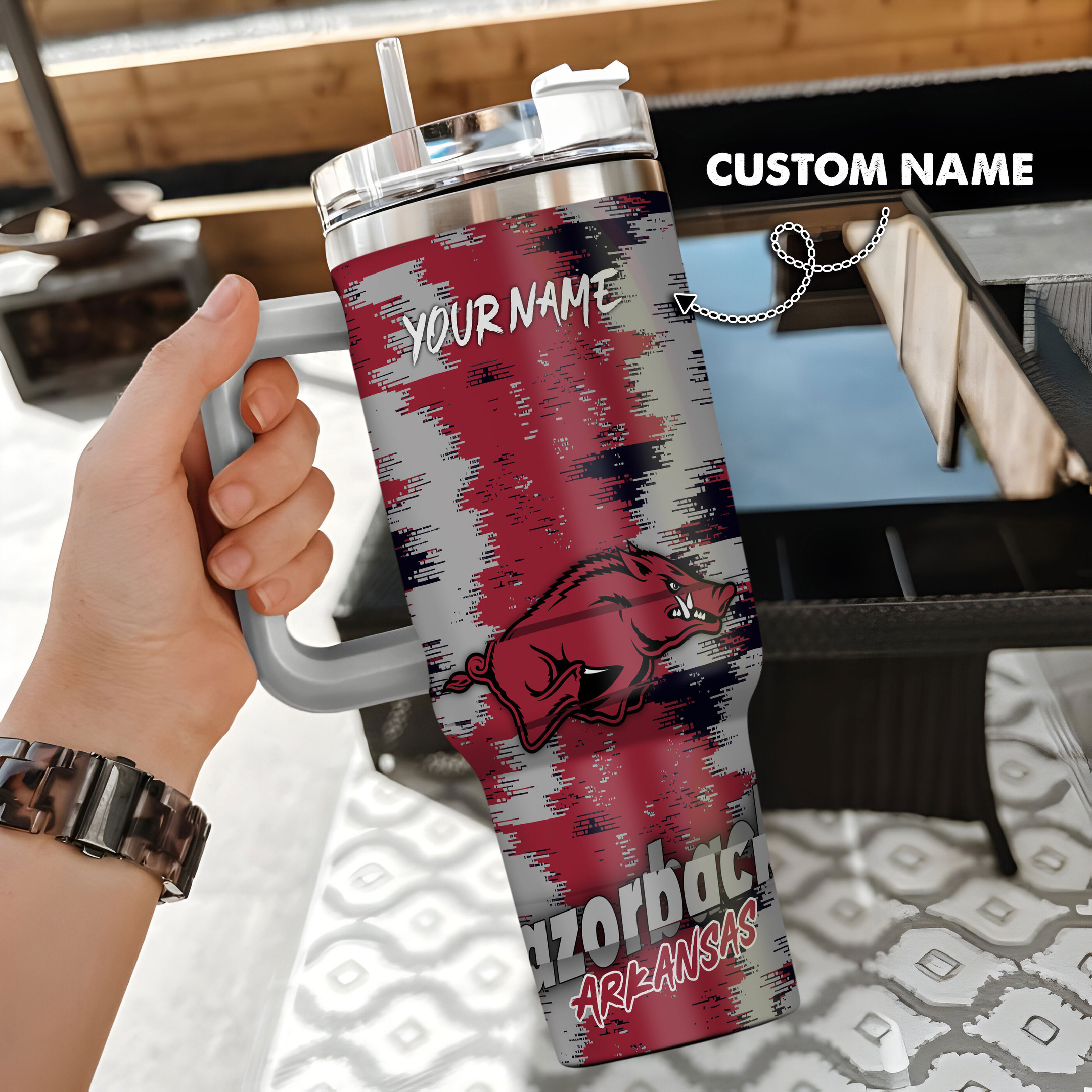 Arkansas Razorbacks Stanley Tumbler Personalized Name St1884