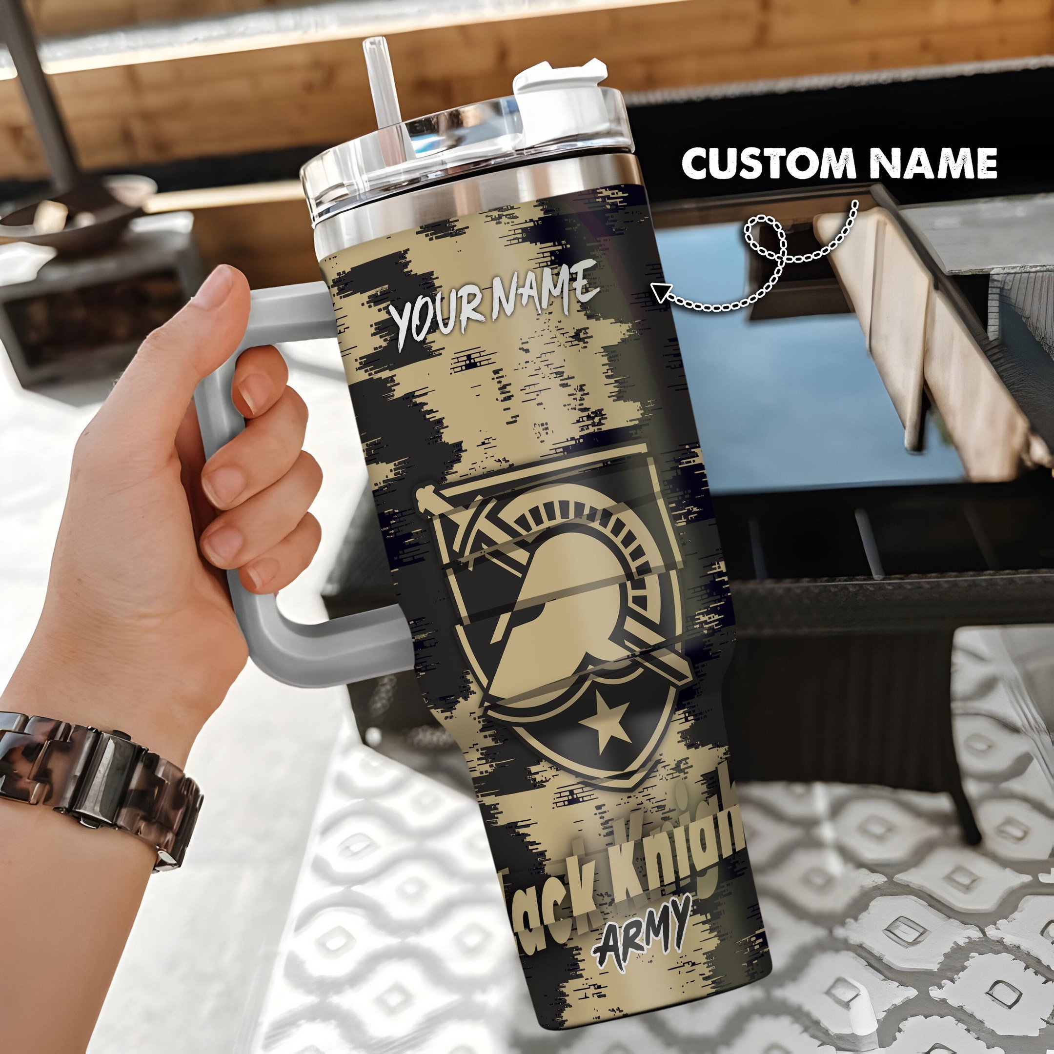 Army Black Knights Stanley Tumbler Personalized Name St4093