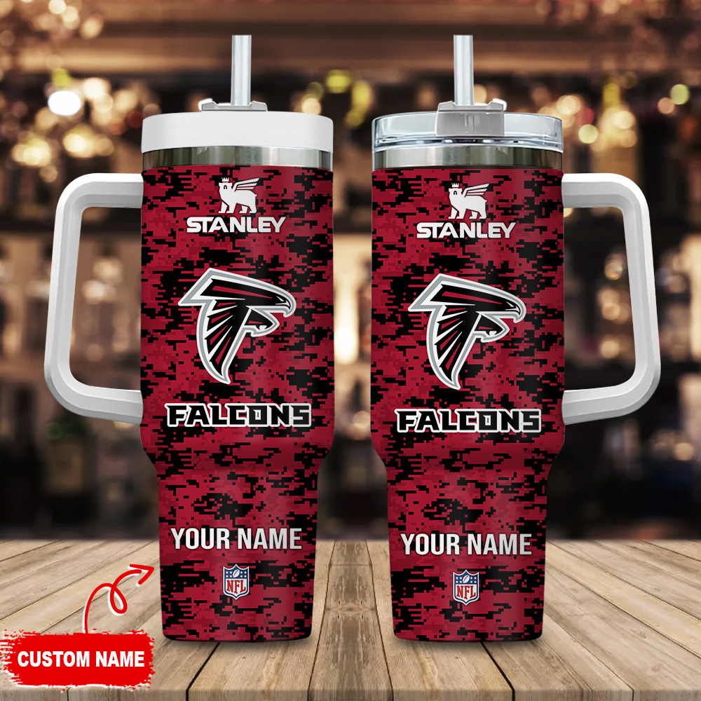 Atlanta Falcons NFL Camouflage Stanley Tumbler With Handle Personalized Name St9054
