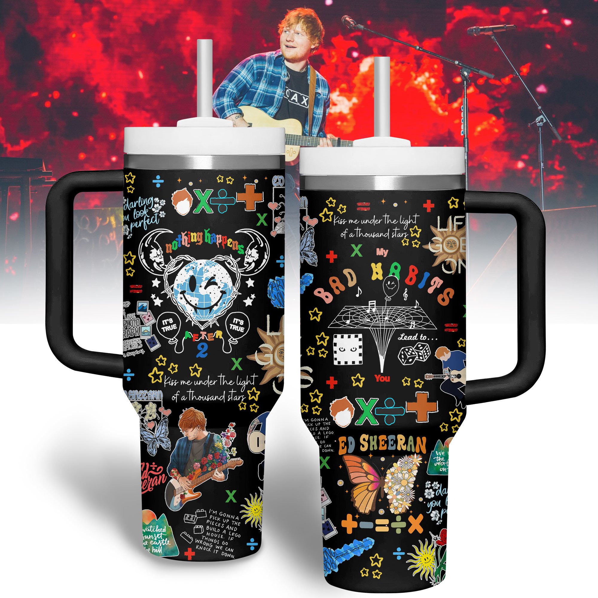 BAD HABITS Music Stanley Tumbler With Handle Personalized Name St2398
