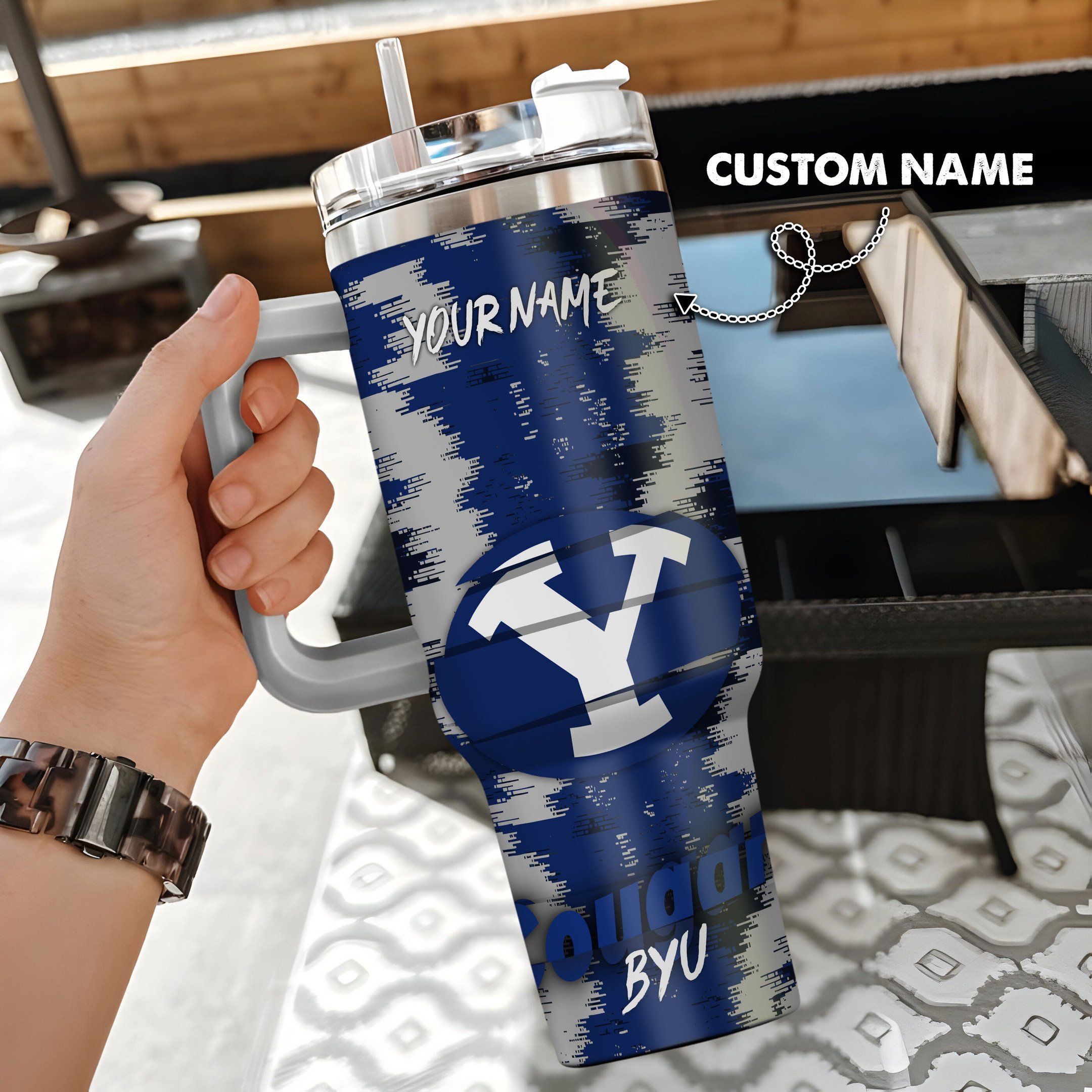 BYU Cougars Stanley Tumbler Personalized Name St2984