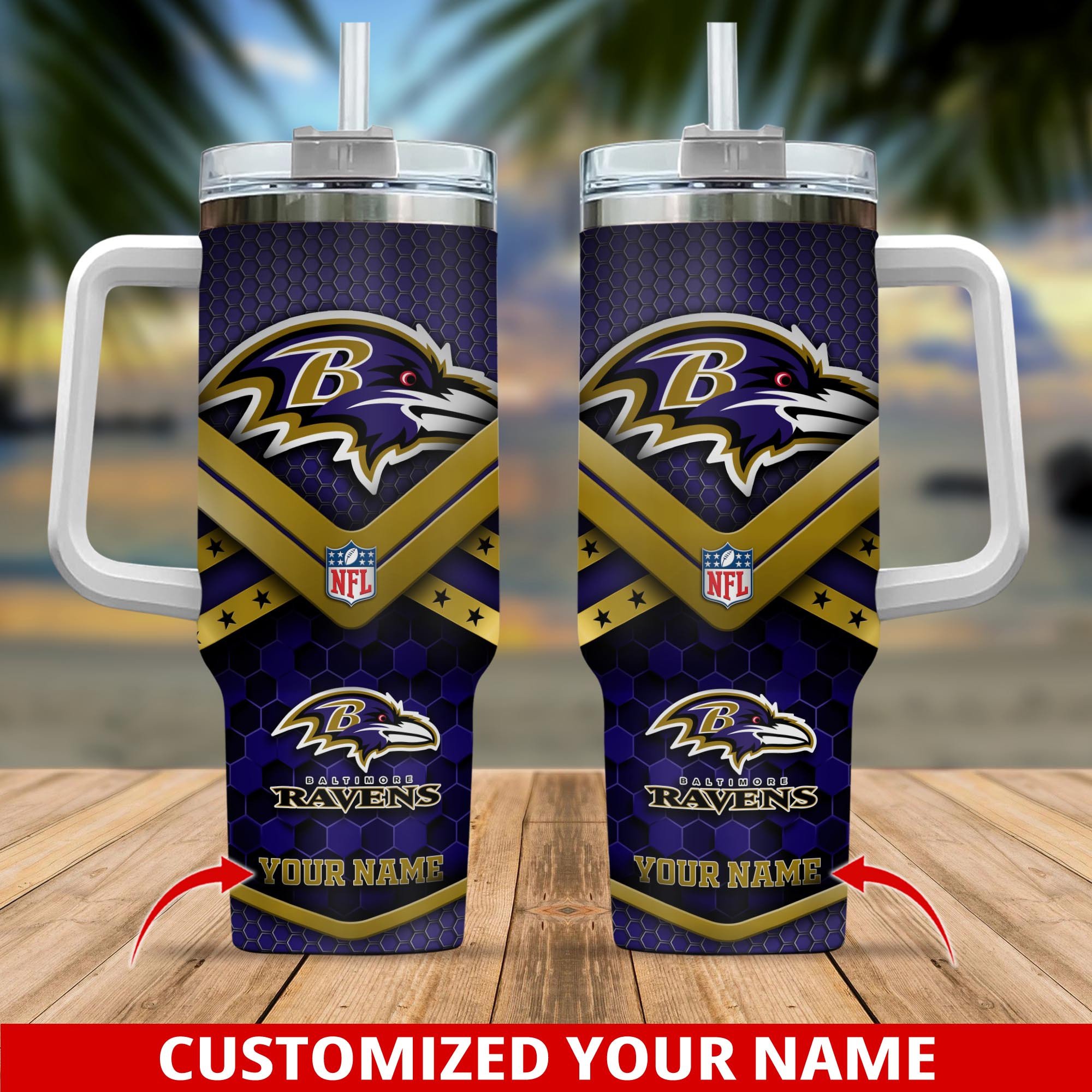 Baltimore Ravens NFL Stanley Tumbler With Handle Personalized Name St7661