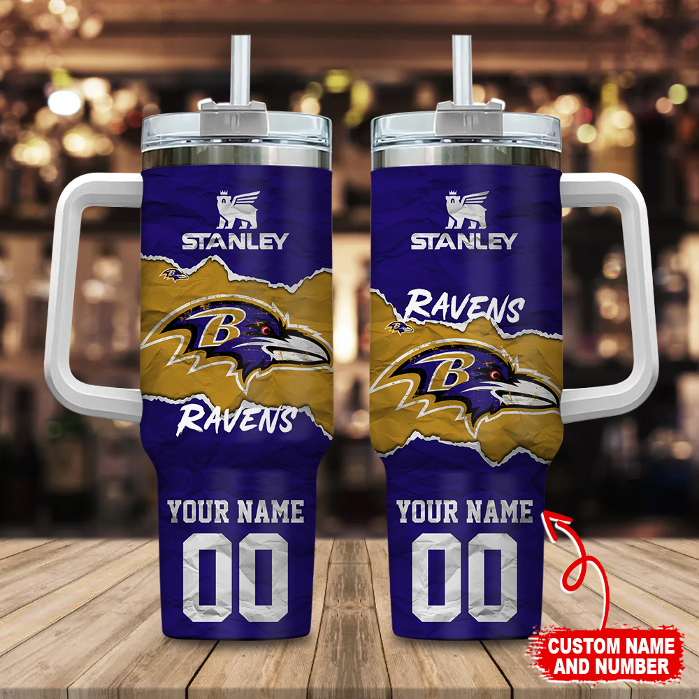 Baltimore Ravens NFL Stanley Tumbler With Handle Personalized Name St8829