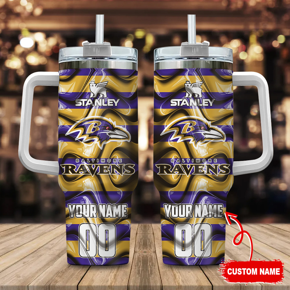Baltimore Ravens NFL Stanley Tumbler With Handle Personalized Name St9883