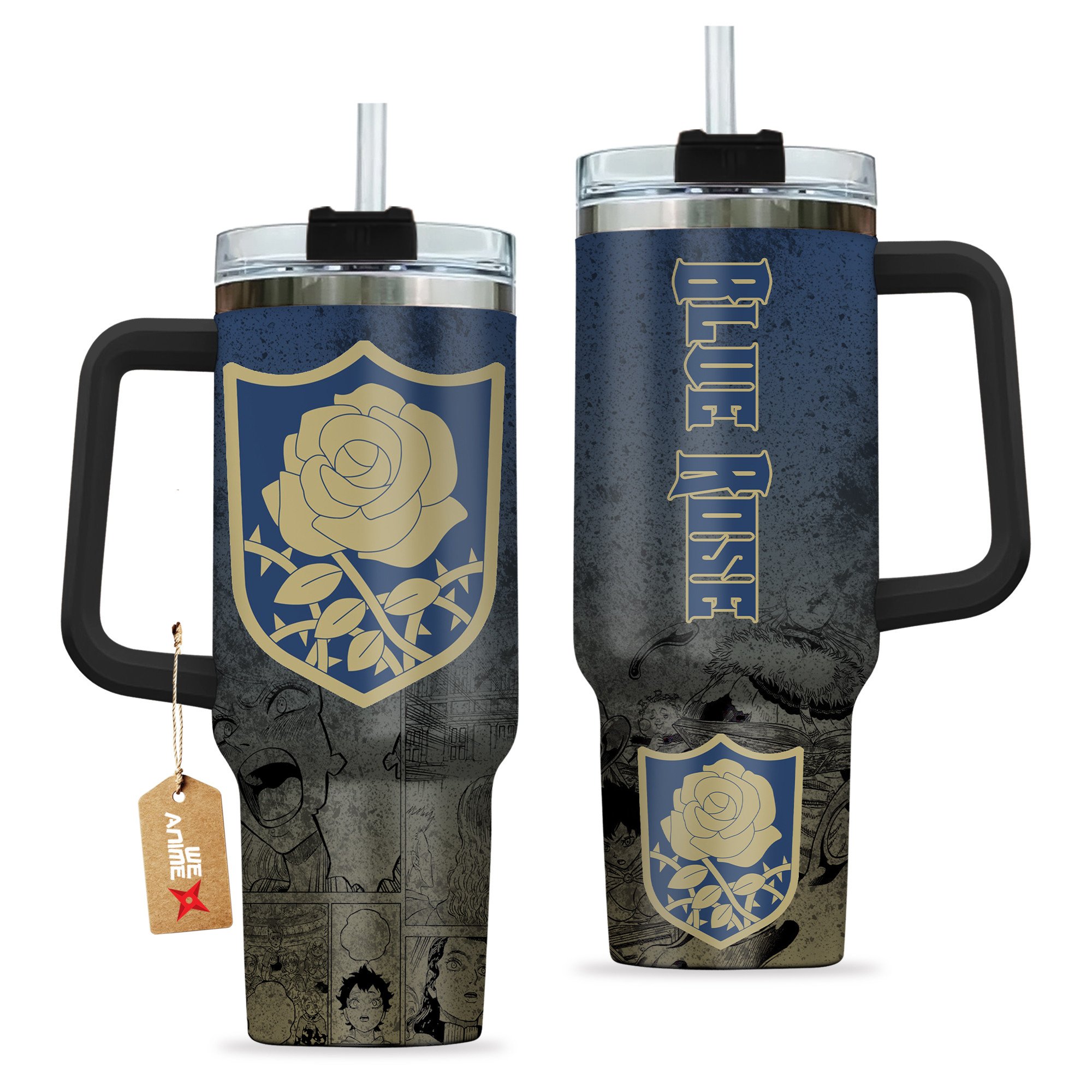 Blue Rose Symbol Black Clover Anime Stanley Tumbler With Handle Personalized Name St5079
