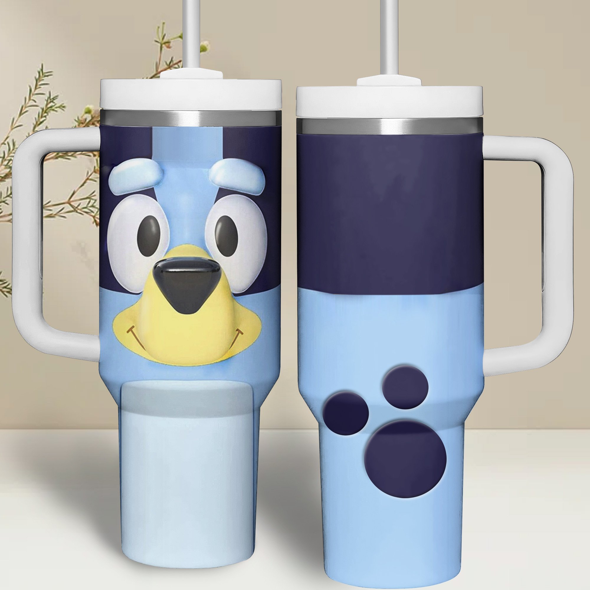 Bluey Cartoon Stanley Tumbler With Handle Personalized Name St1212