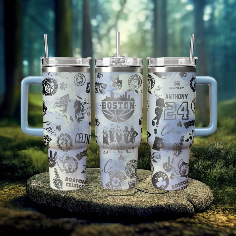 Boston Celtics NBA Stanley Tumbler With Handle Personalized Name St7690