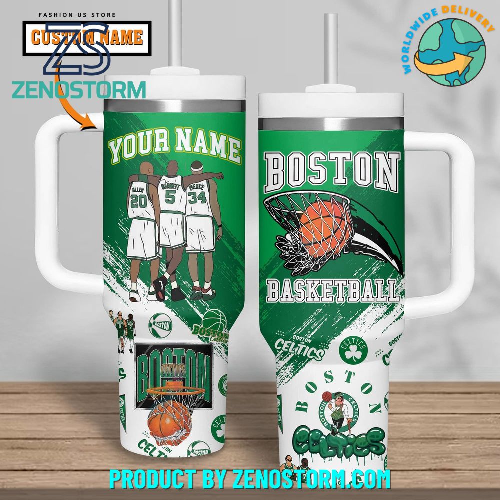 Boston Celtics NBA Stanley Tumbler With Handle Personalized Name St9090