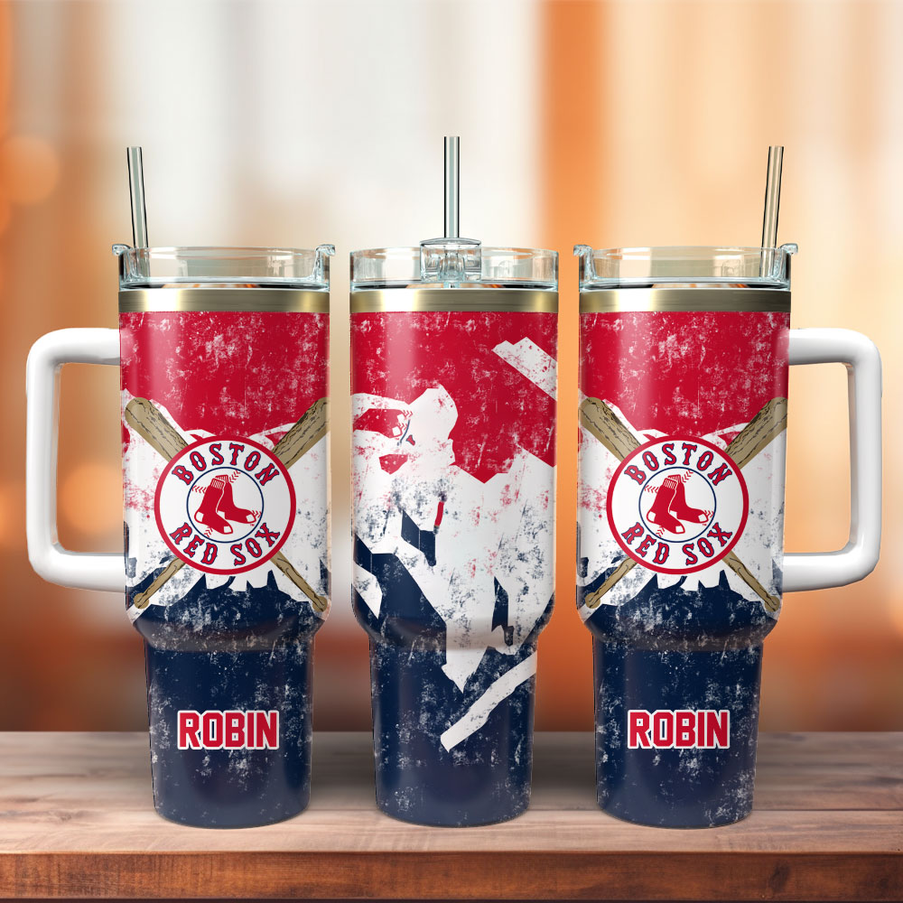 Boston Red Sox Baseball MLB Stanley Tumbler With Handle Personalized Name St2153