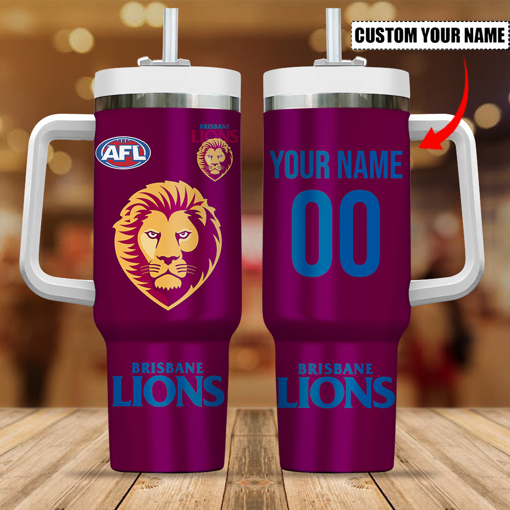 Brisbane Lions AFL Stanley Tumbler With Handle Personalized Name St9929