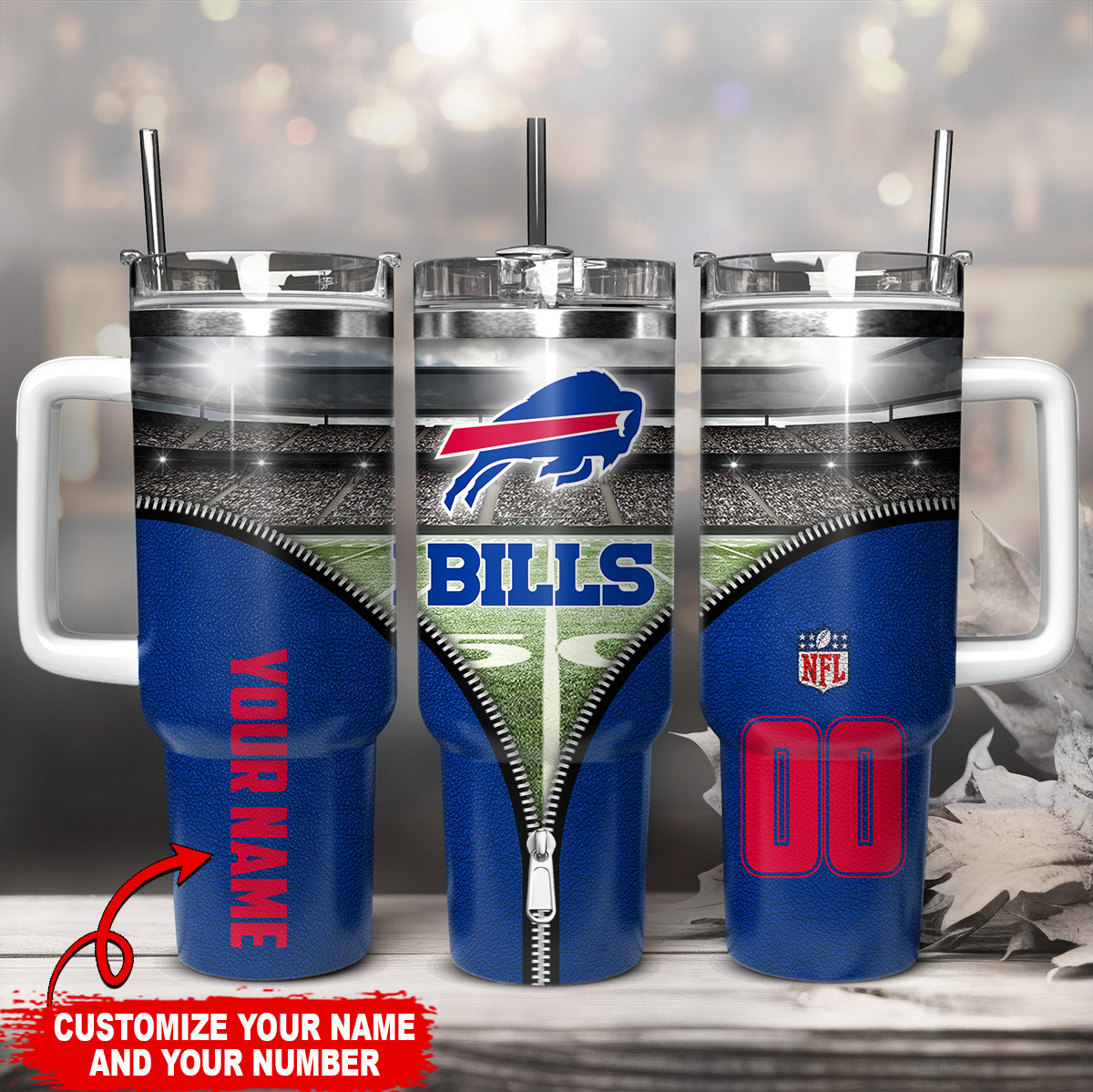 Buffalo Bills NFL Stanley Tumbler With Handle Personalized Name St2366