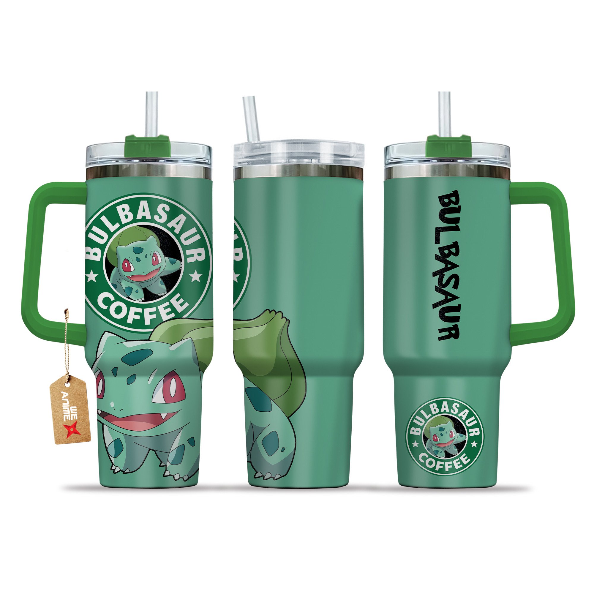 Bulbasaur Coffee Pokemon Anime Stanley Tumbler With Handle Personalized Name St2422