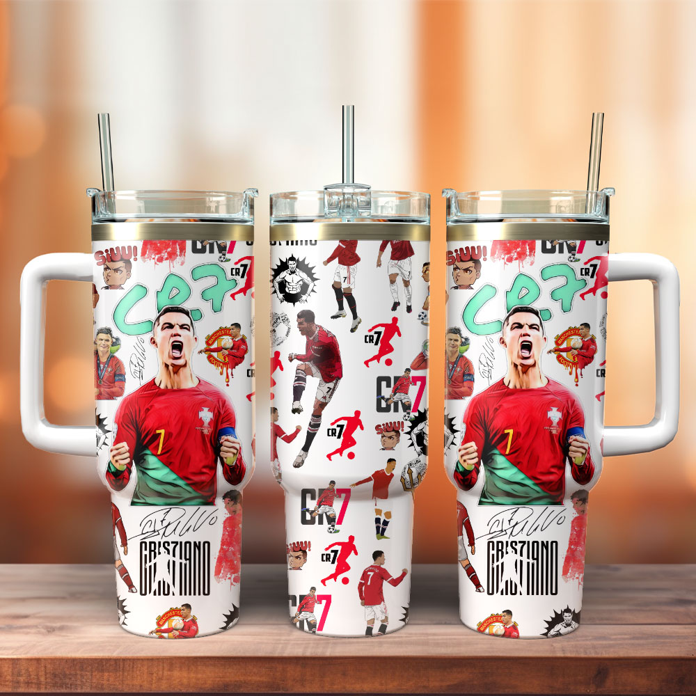 CR7 Ronaldo Soccer Stanley Tumbler With Handle Personalized Name St2603