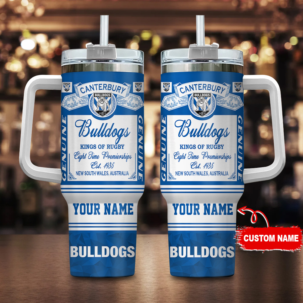 Canterbury-Bankstown Bulldogs Kings of Rugby NRL Stanley Tumbler With Handle Personalized Name St8290