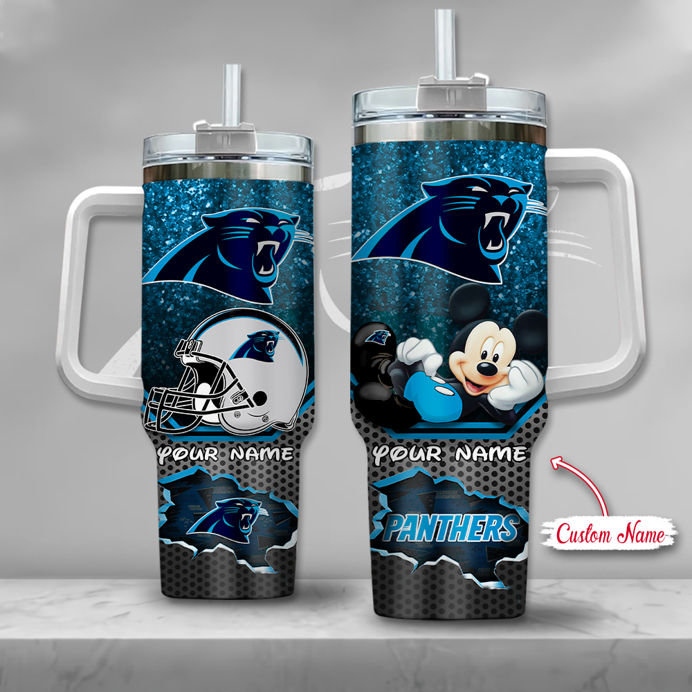 Carolina Panthers NFL Stanley Tumbler With Handle Personalized Name St6763