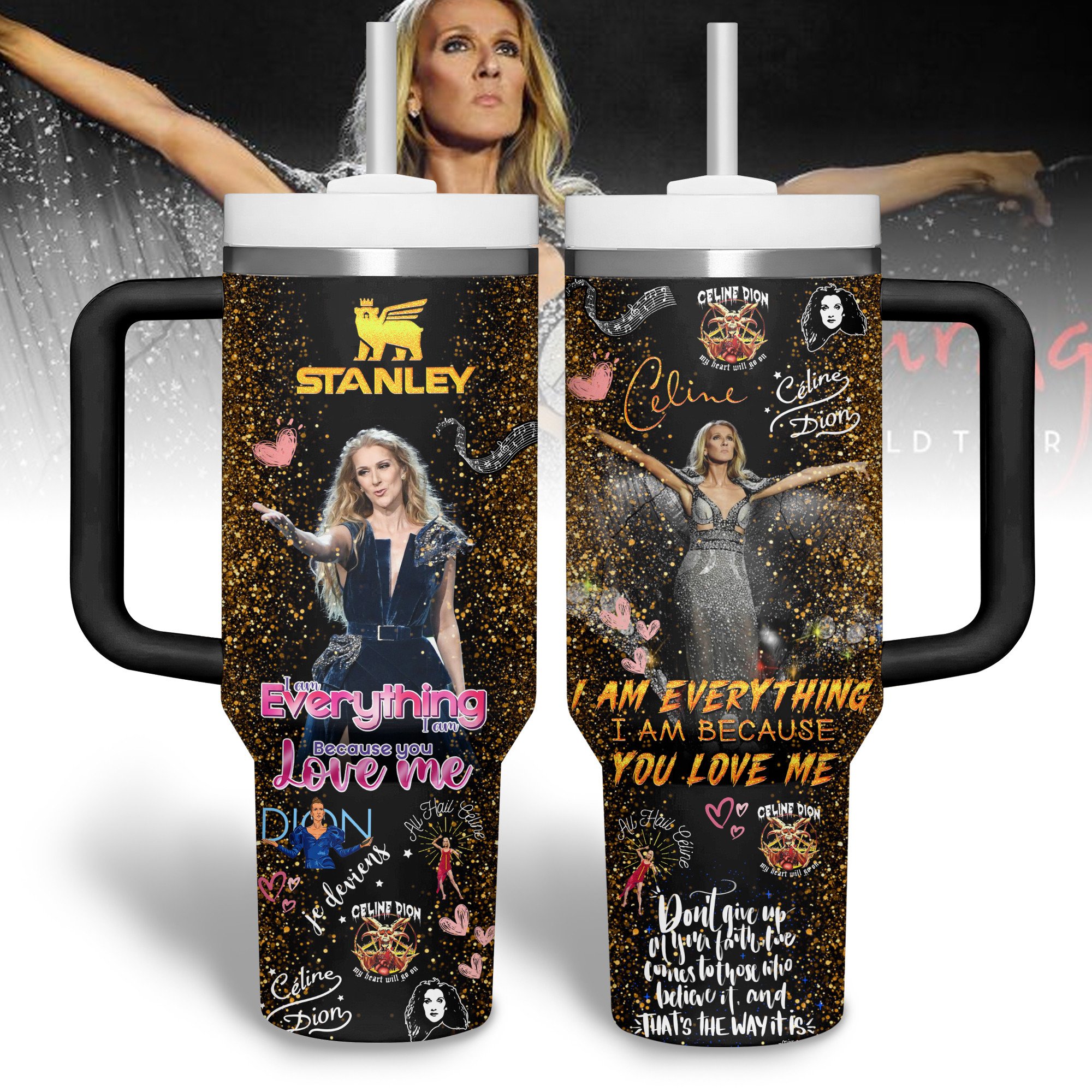 Celine Dion Music Stanley Tumbler With Handle Personalized Name St1756