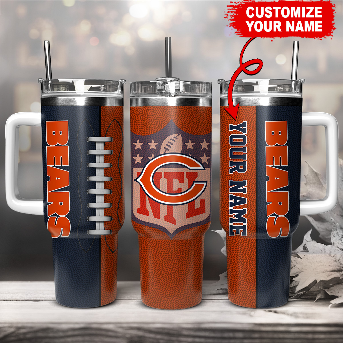 Chicago Bears NFL Stanley Tumbler With Handle Personalized Name St1395