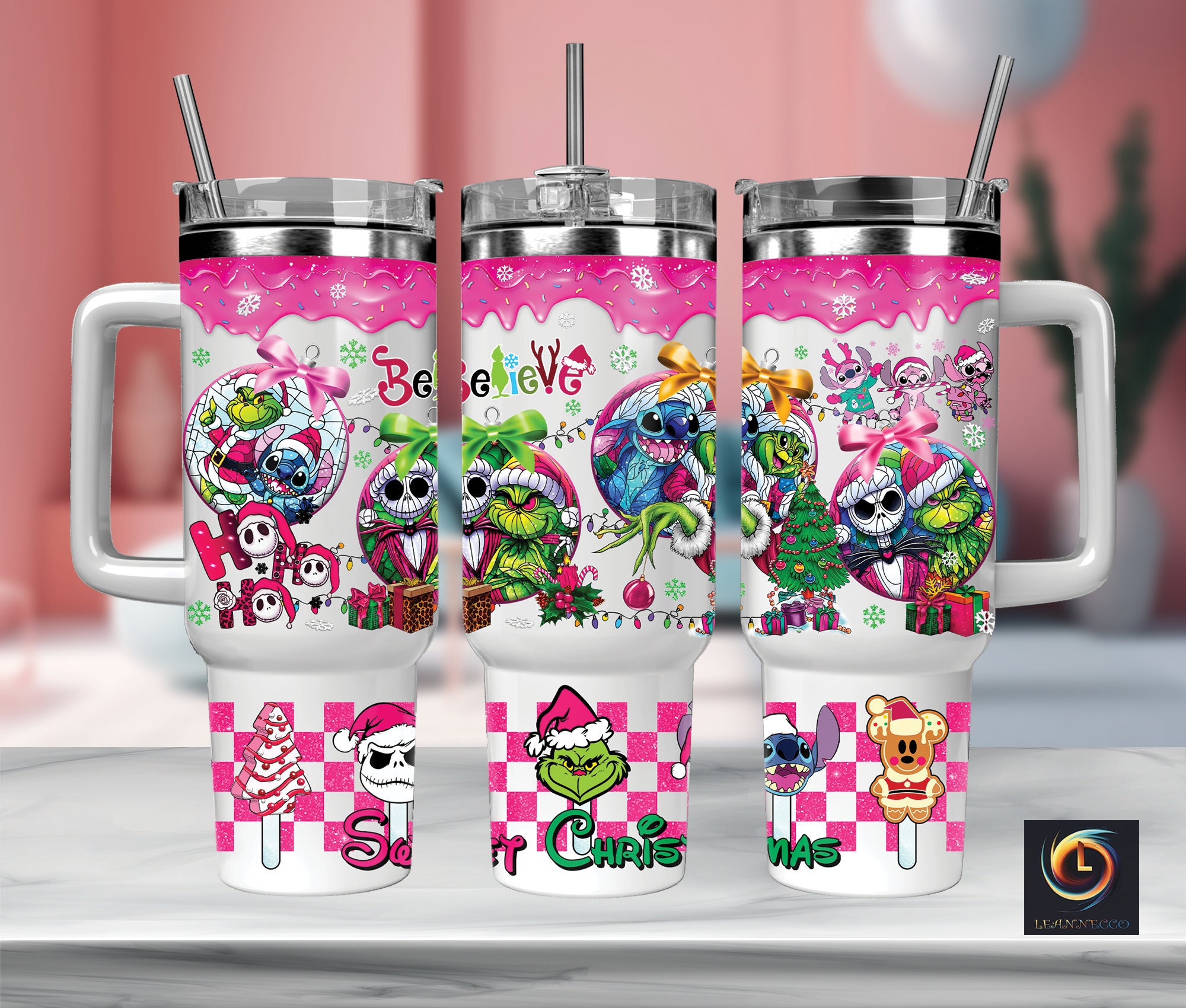 Christmas Characters Cartoon Stanley Tumbler With Handle Personalized Name St1378